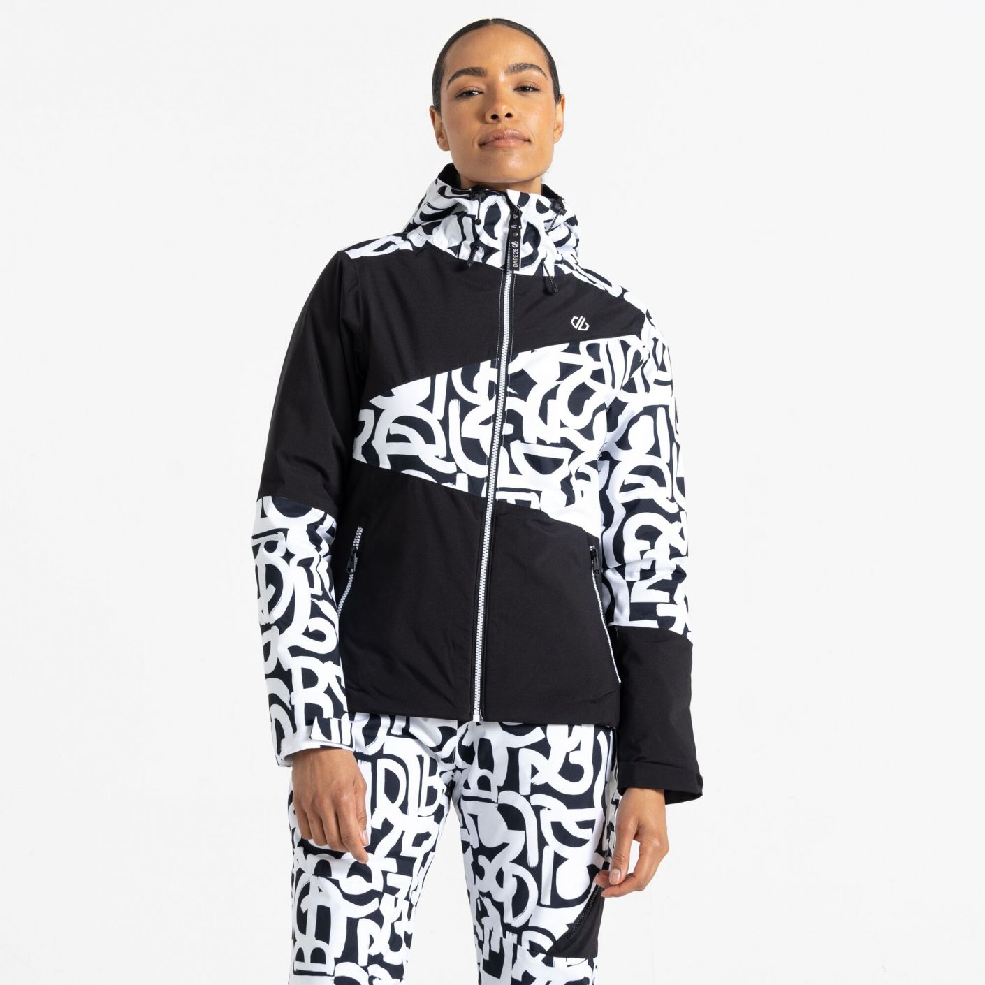 Dare2b Women's Ice Black & White Graffiti Print Ski Jacket