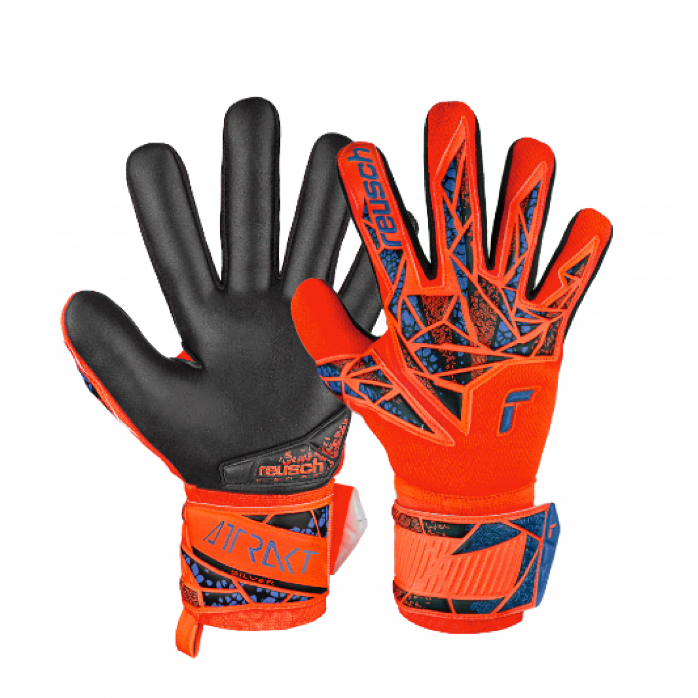 Reusch Attrackt Gloves Silver NC Hyper Orange/Electric Blue/Black