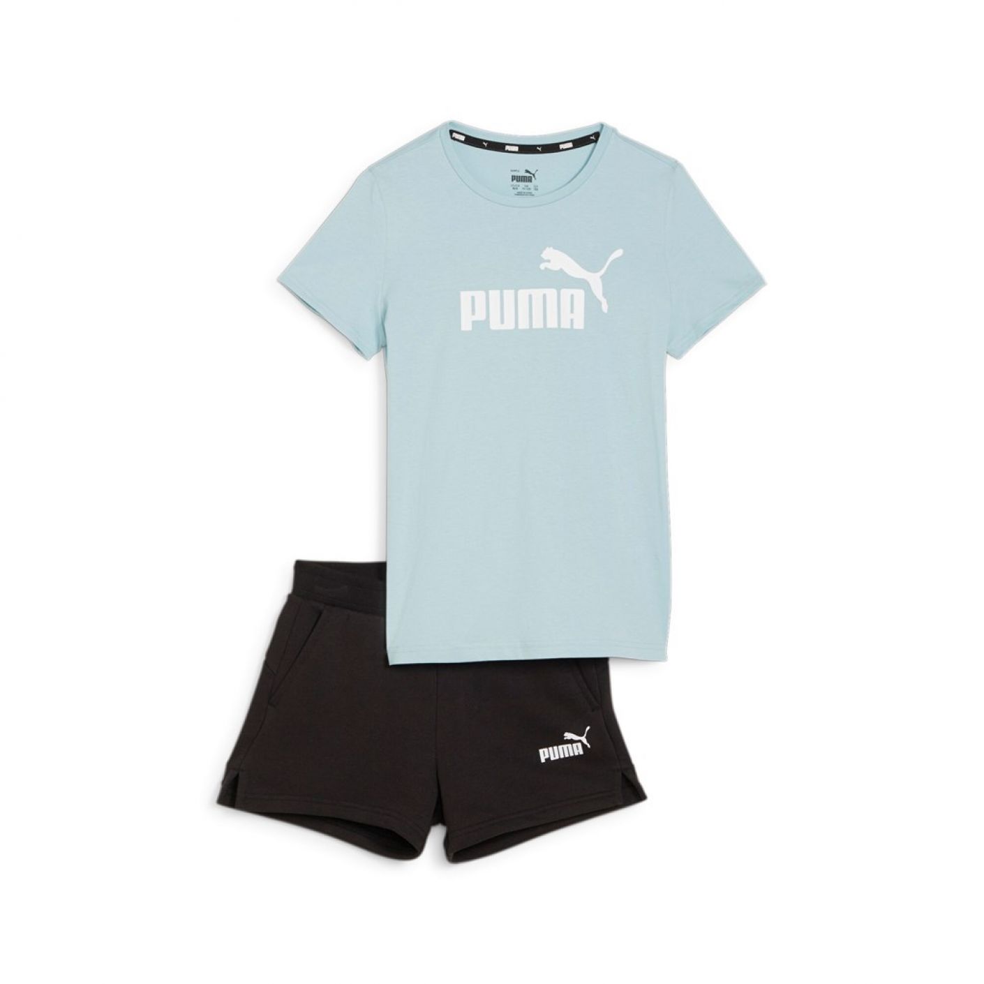 Puma Completo T-Shirt e Short con Logo Turquise Surf da Bambina