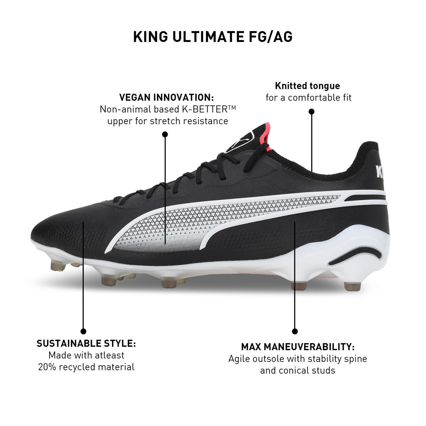 Puma King Ultimate FG/AG Black/White/Fire Orchid for Men