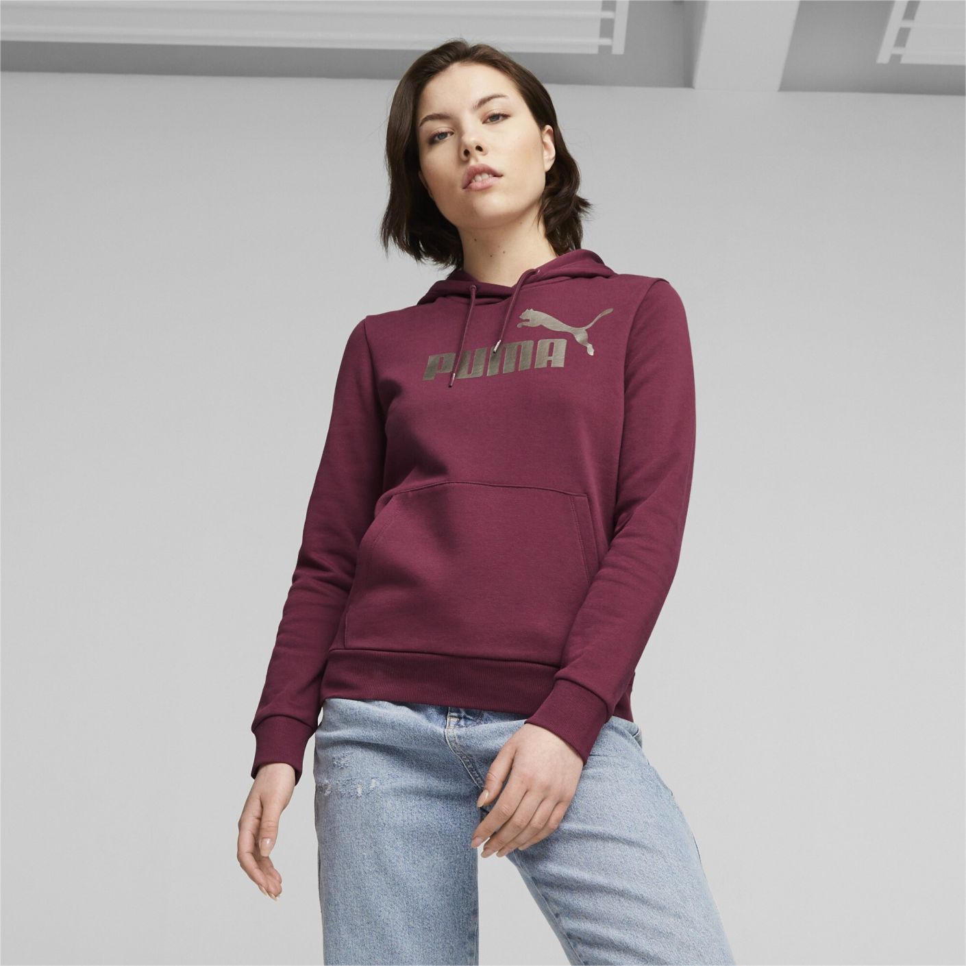 Puma Essentials+ Metallic Logo Dark Jasper Women's Sweatshirt