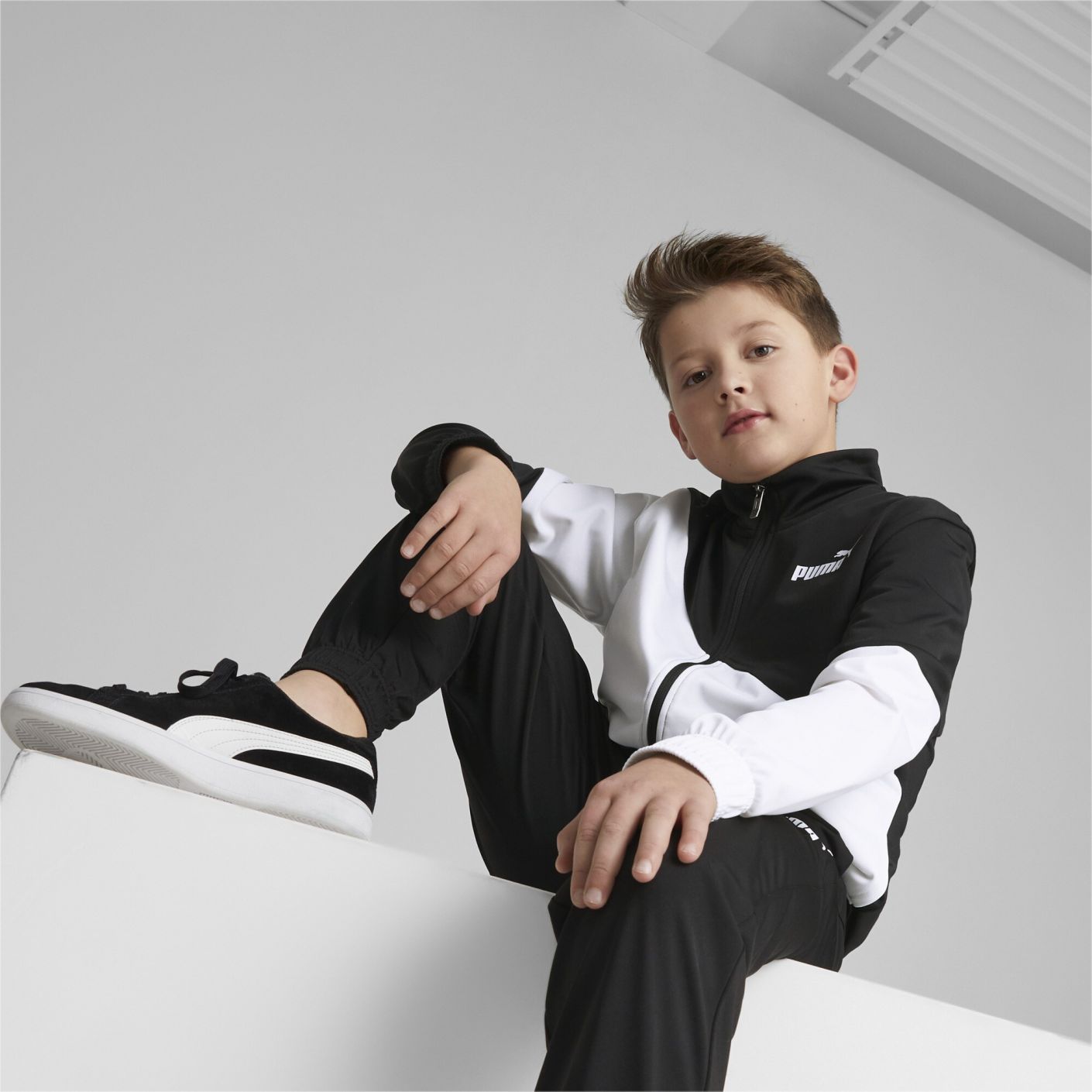 Puma Power Cat Poly Black/White Tracksuit for Children