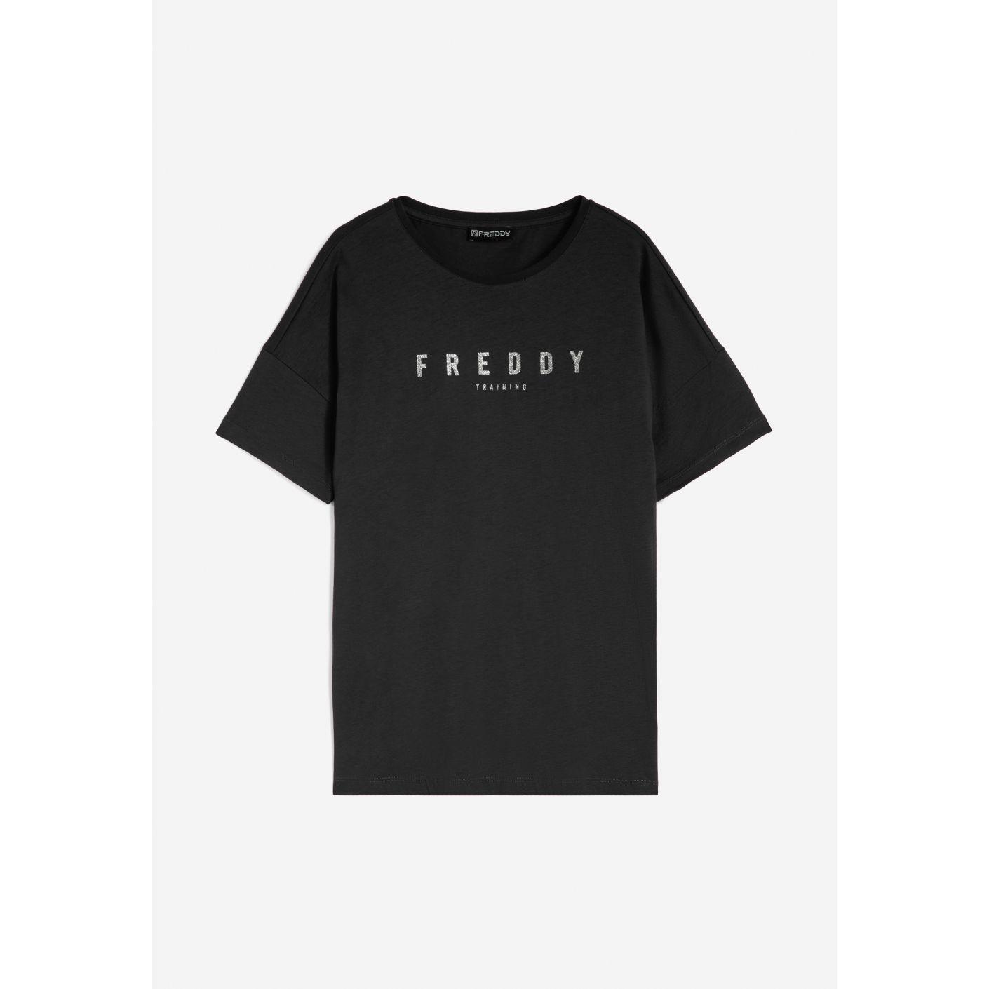 Freddy T-Shirt Comfort Fit con logo glitter Nero da Donna