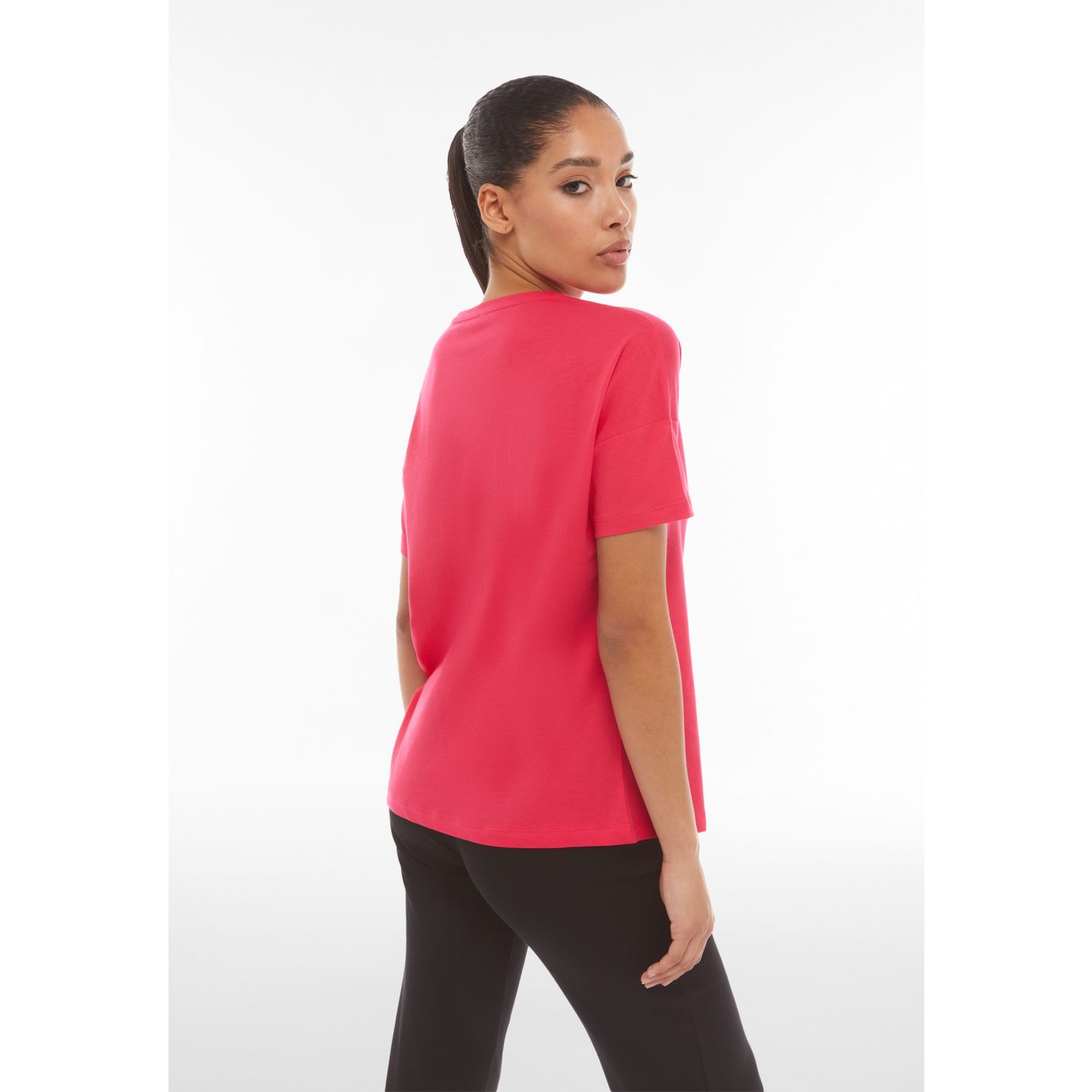 Freddy T-Shirt Comfort Fit con logo glitter Rose Red da Donna