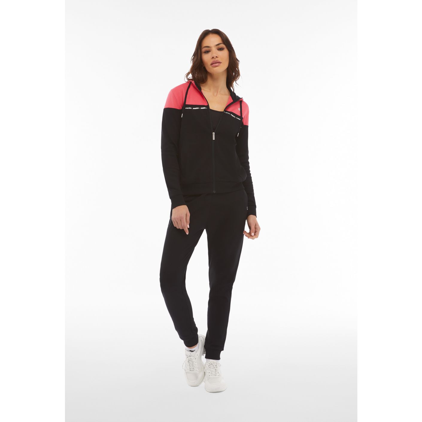 Freddy Women's Black/Rouge Red Interlock Cotton Tracksuit