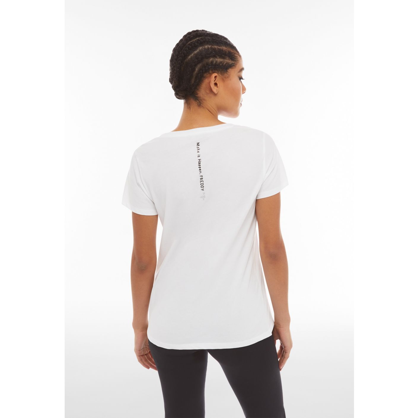 Freddy Women's Pima Cotton Micro Print T-Shirt White