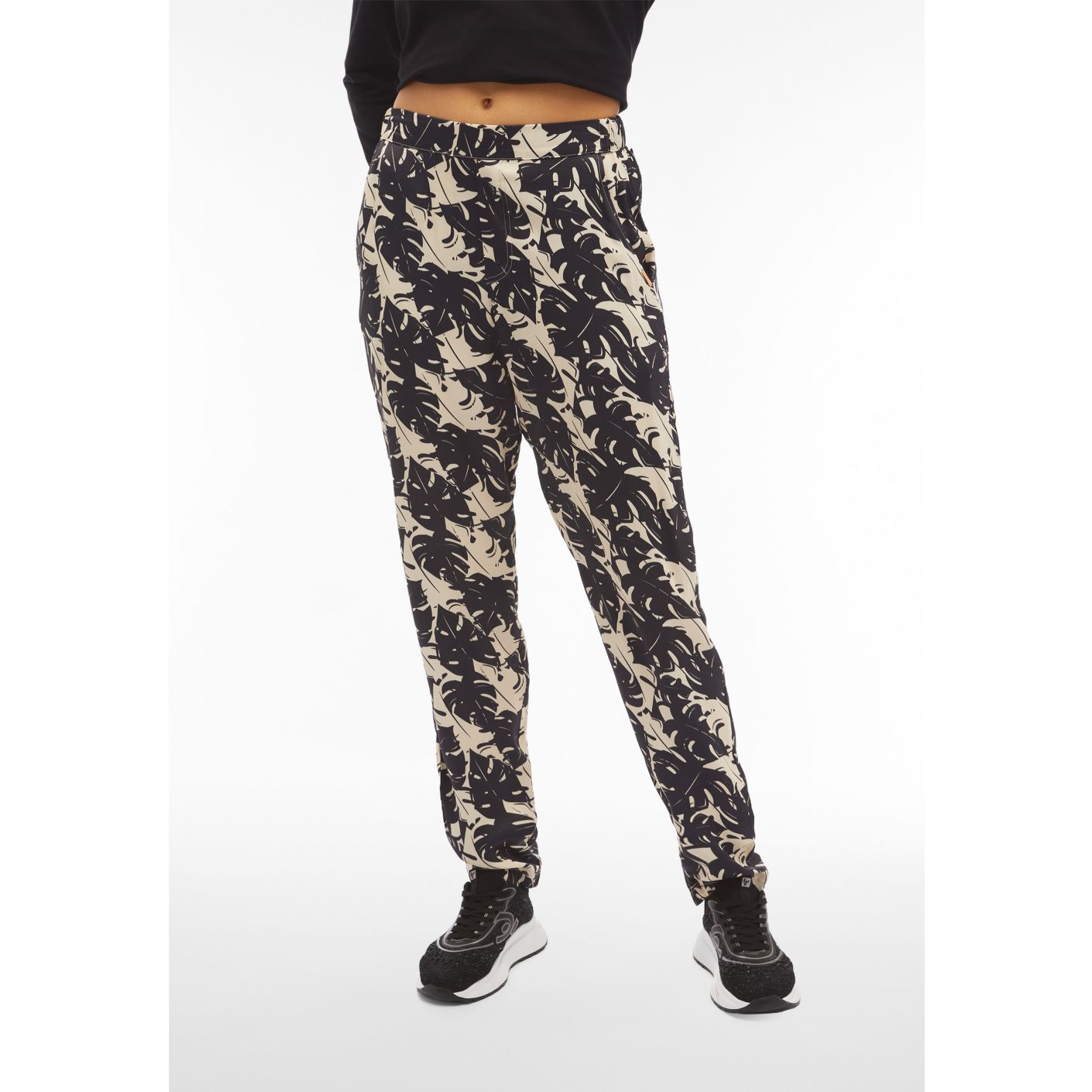 Freddy Women's Tropical Print Viscose Satin Trousers