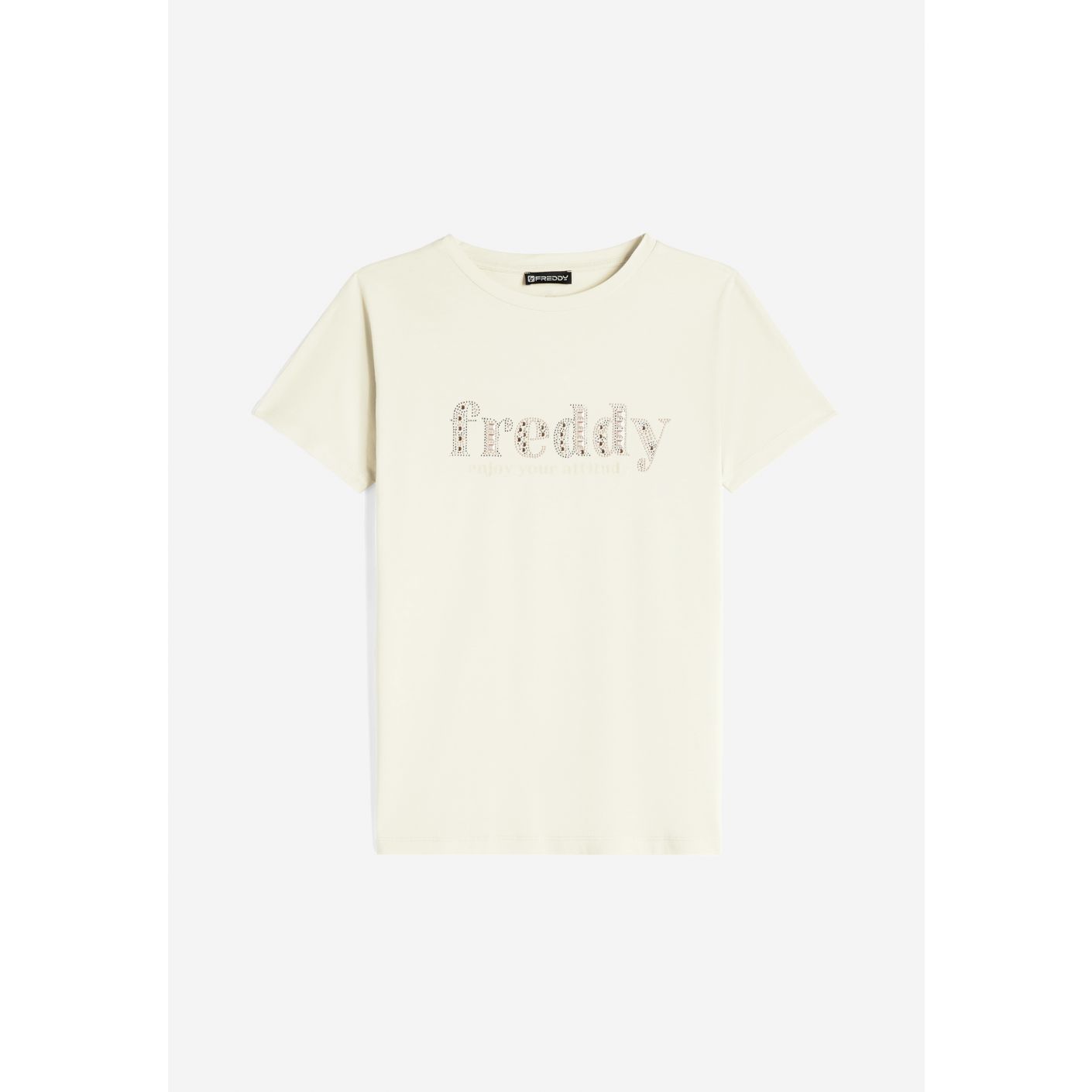 Freddy T-Shirt in jersey modal con logo in strass Tofu da Donna
