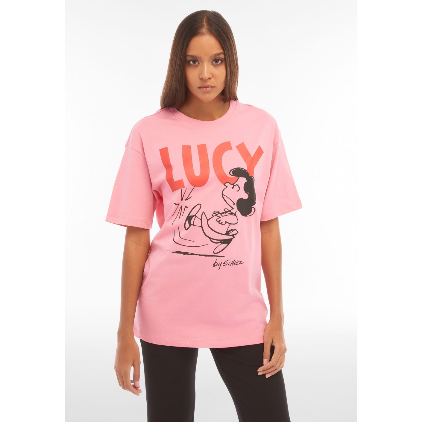 Freddy Women's Pink Peanuts Graphic Oversized T-Shirt