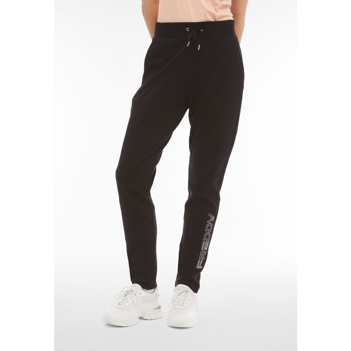 Freddy Women's Black Rhinestone Logo Sweatpants