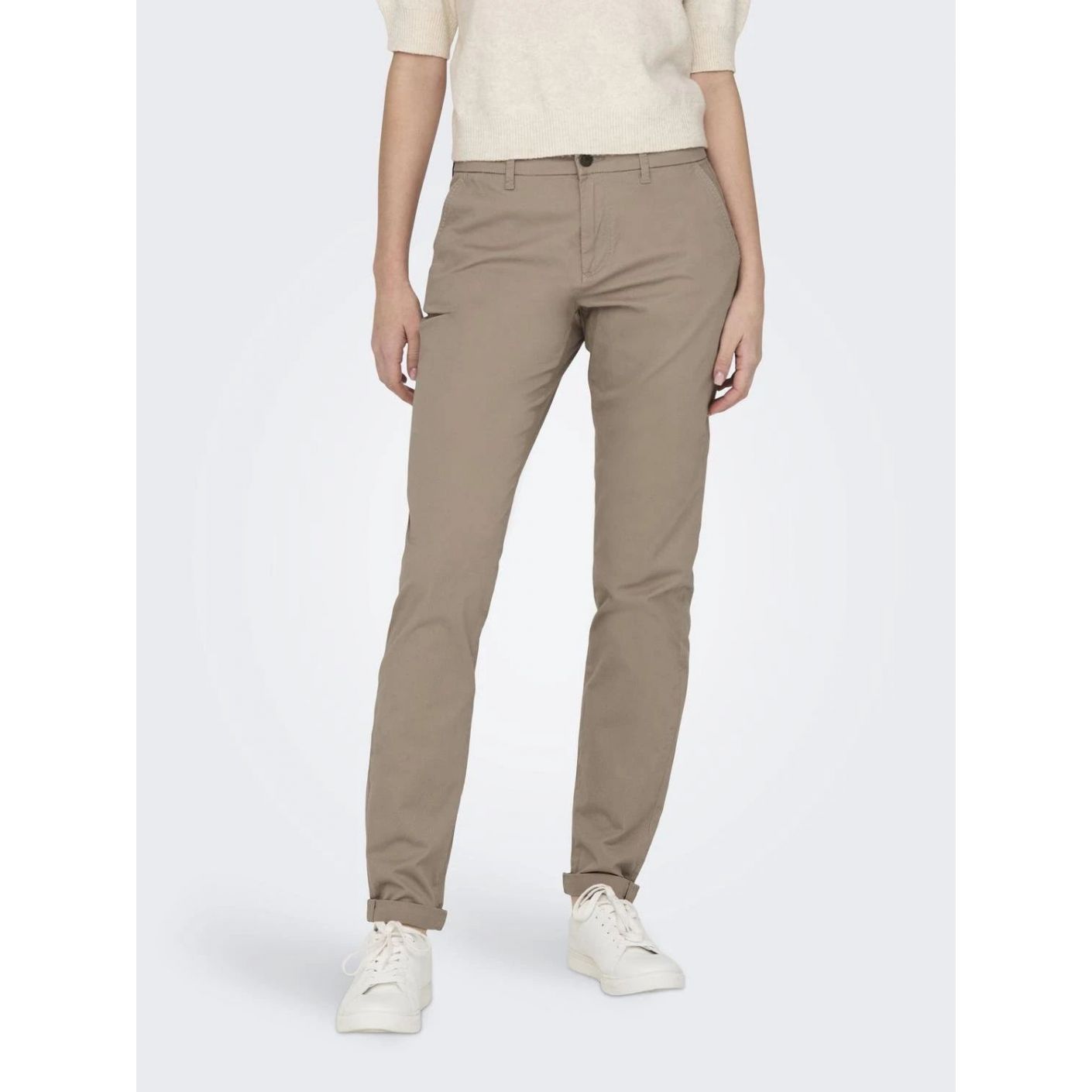 Only Classic Chinos Brown/Silver Mink Trousers for Women