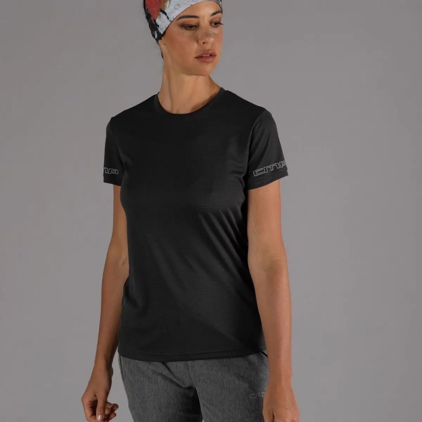 CMP Unlimitech T-Shirt with Anthracite/Off White logo for Women