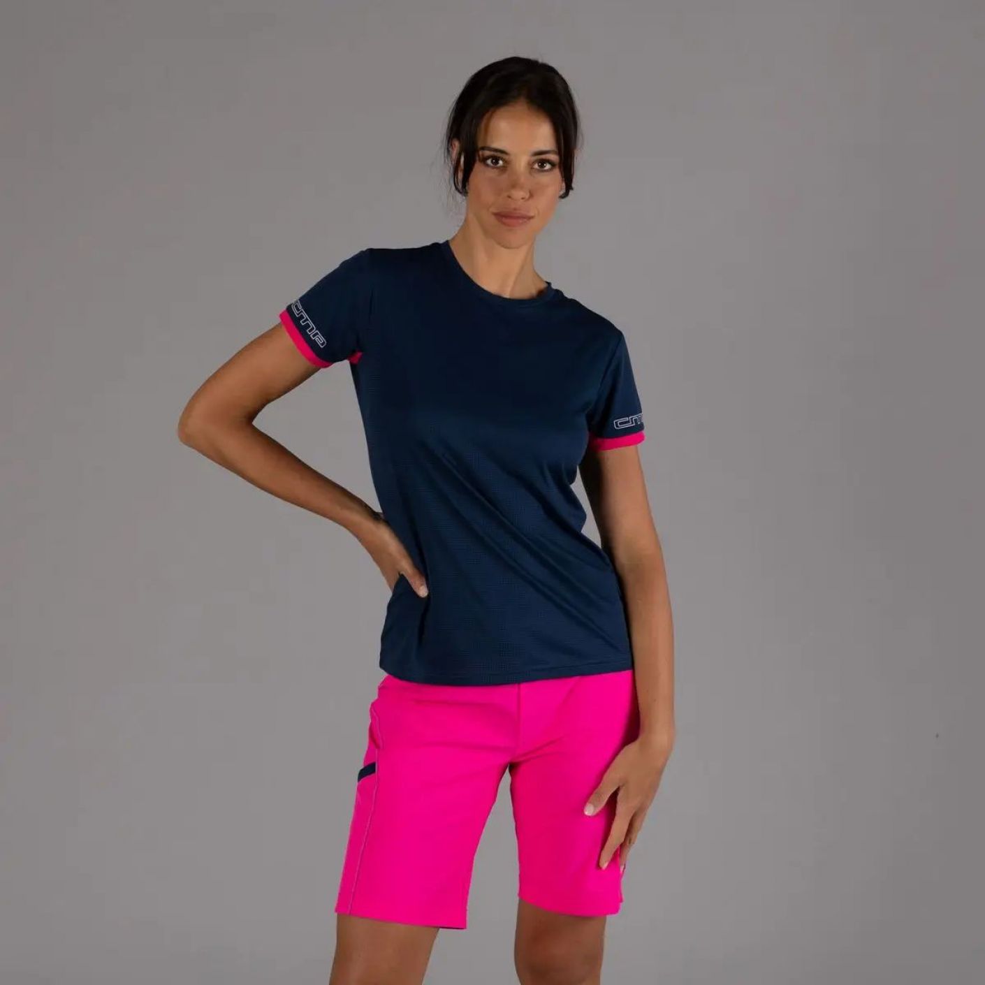 CMP Unlimitech T-Shirt with Blue/Fuxia logo for Women