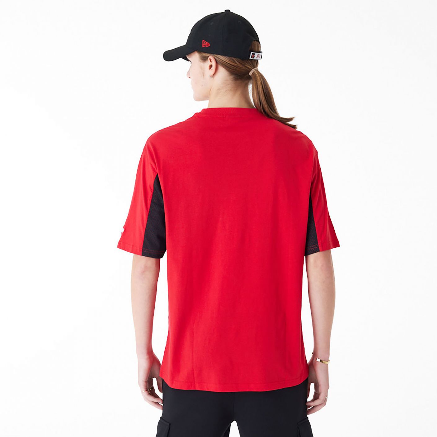 New Era T-Shirt Oversize Chicago Bulls NBA Mesh Panel Rossa