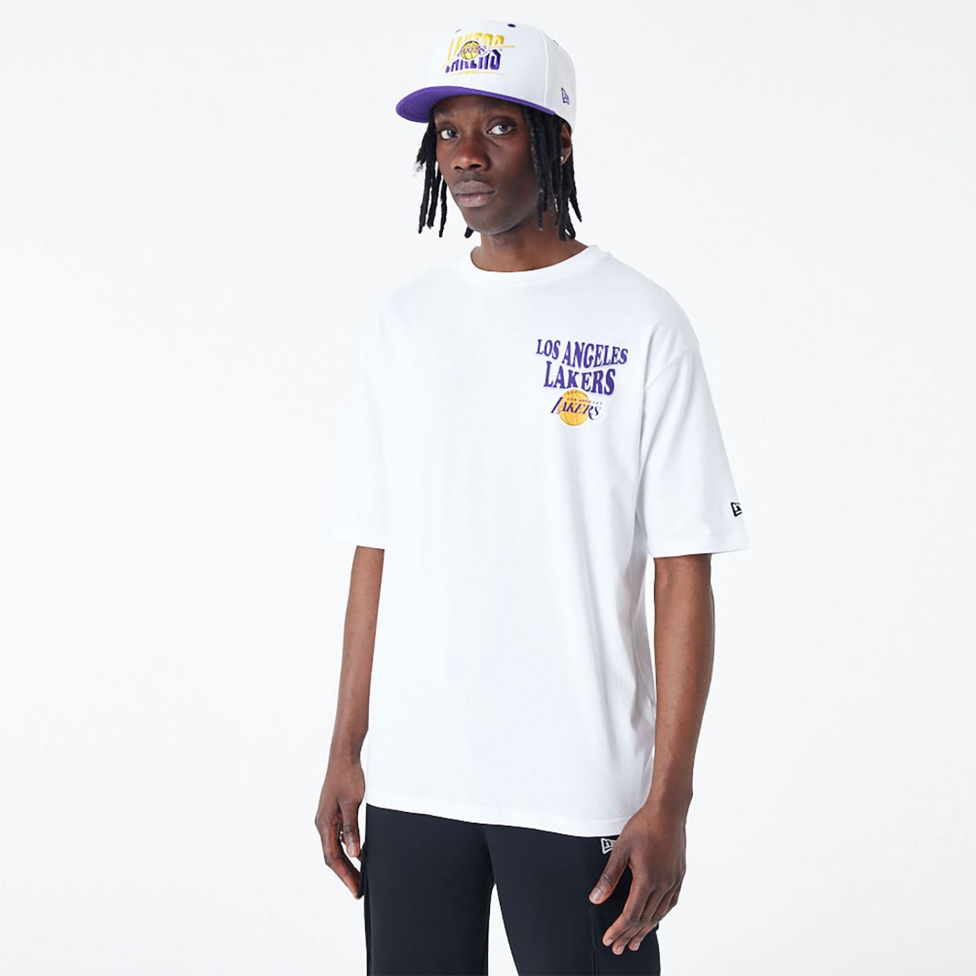 New Era Oversized T-Shirt LA Lakers NBA Script White