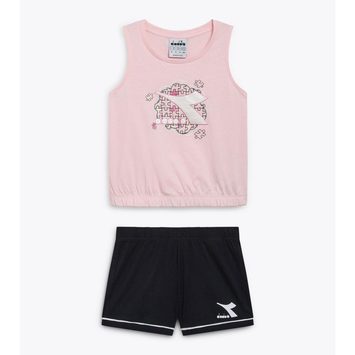 Diadora Set SS Puzzles Junior Rosa da Bambina