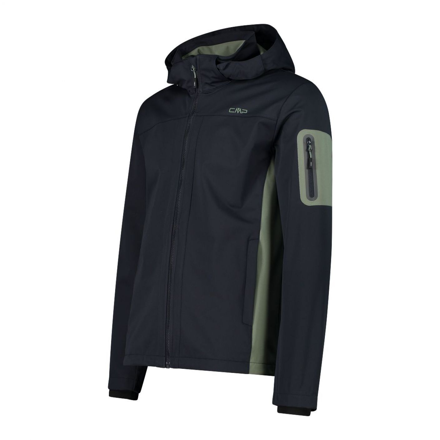 CMP Men's Light Softshell Jacket with Detachable Hood Anthracite/Sage