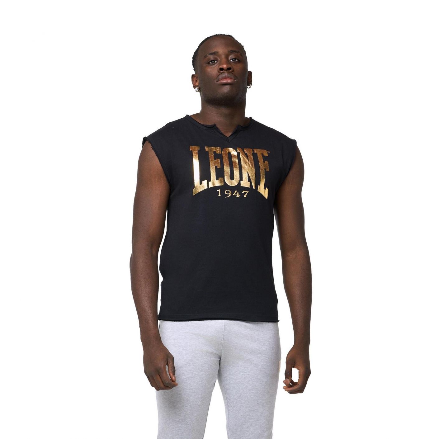 Leone T-Shirt smanicata New Gold Nera da Uomo