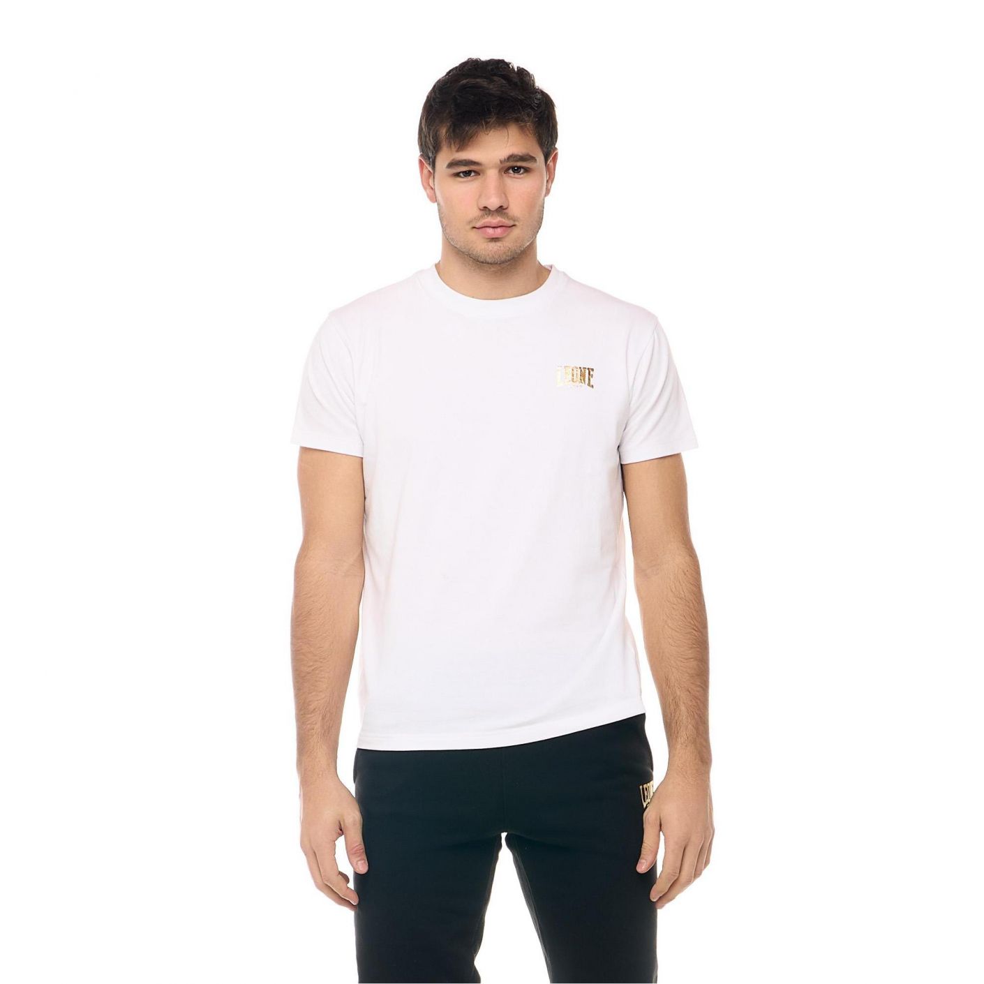 Leone T-Shirt in cotone New Gold Bianca da Uomo