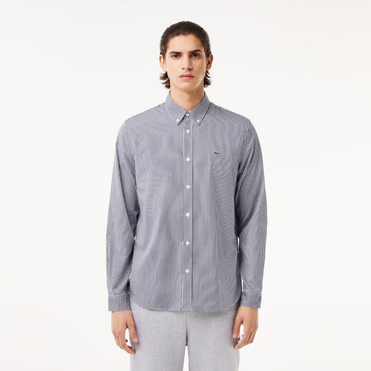 Lacoste Long Sleeve Checked Shirt Blue