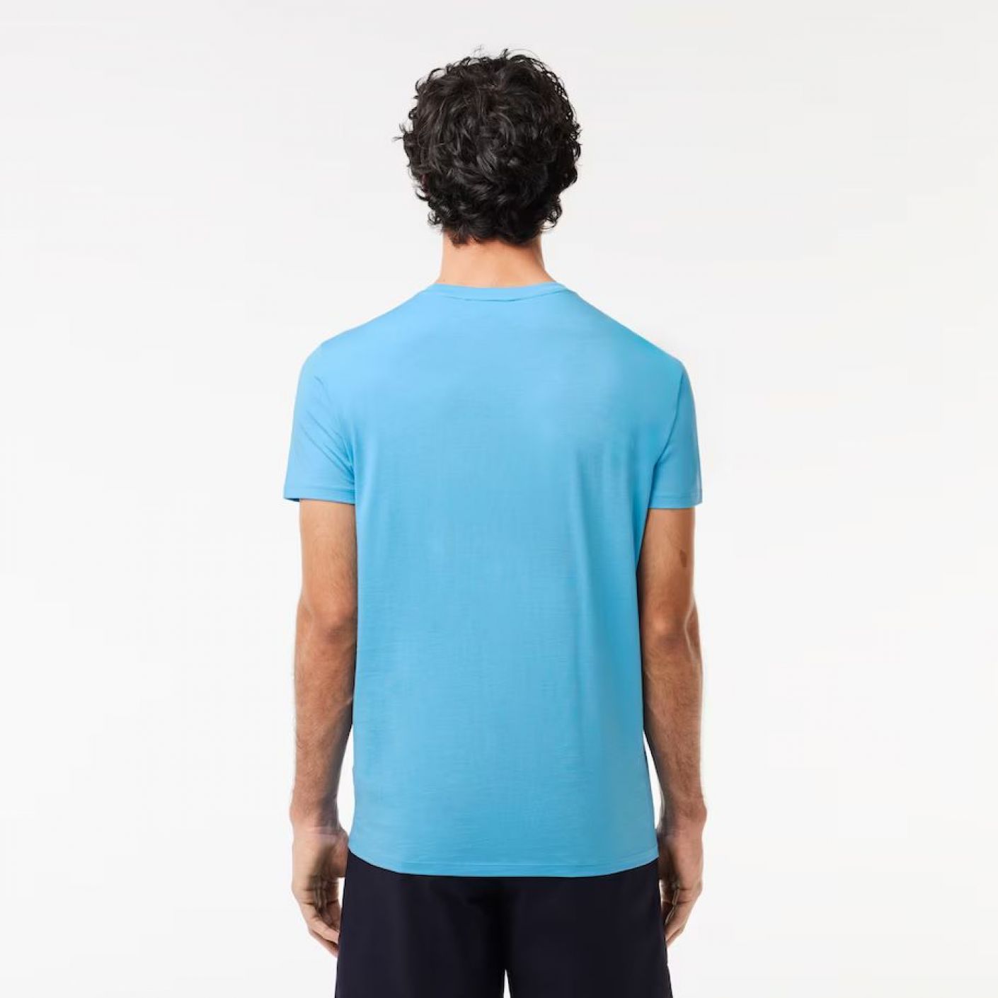 Lacoste T-shirt a Girocollo in Cotone Pima Azzurro