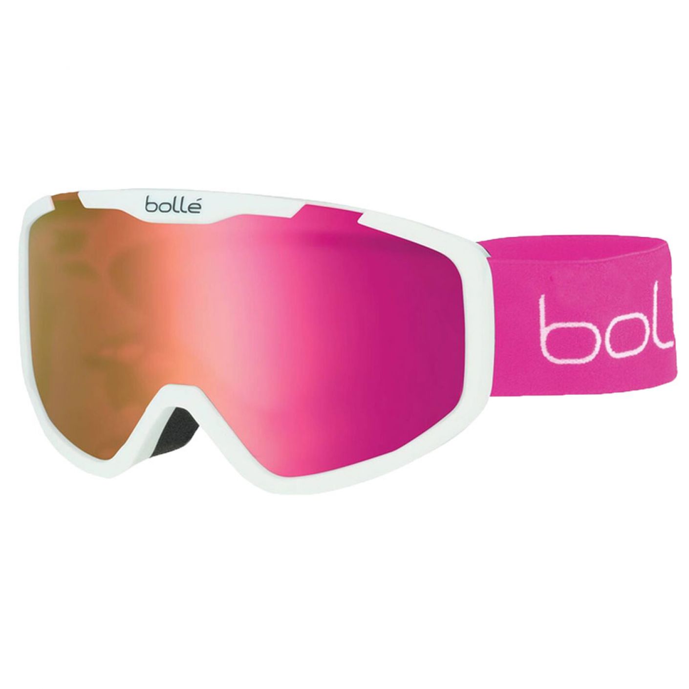 Bollé Rocket Plus White Matte Goggle, Pink Lens for Kids