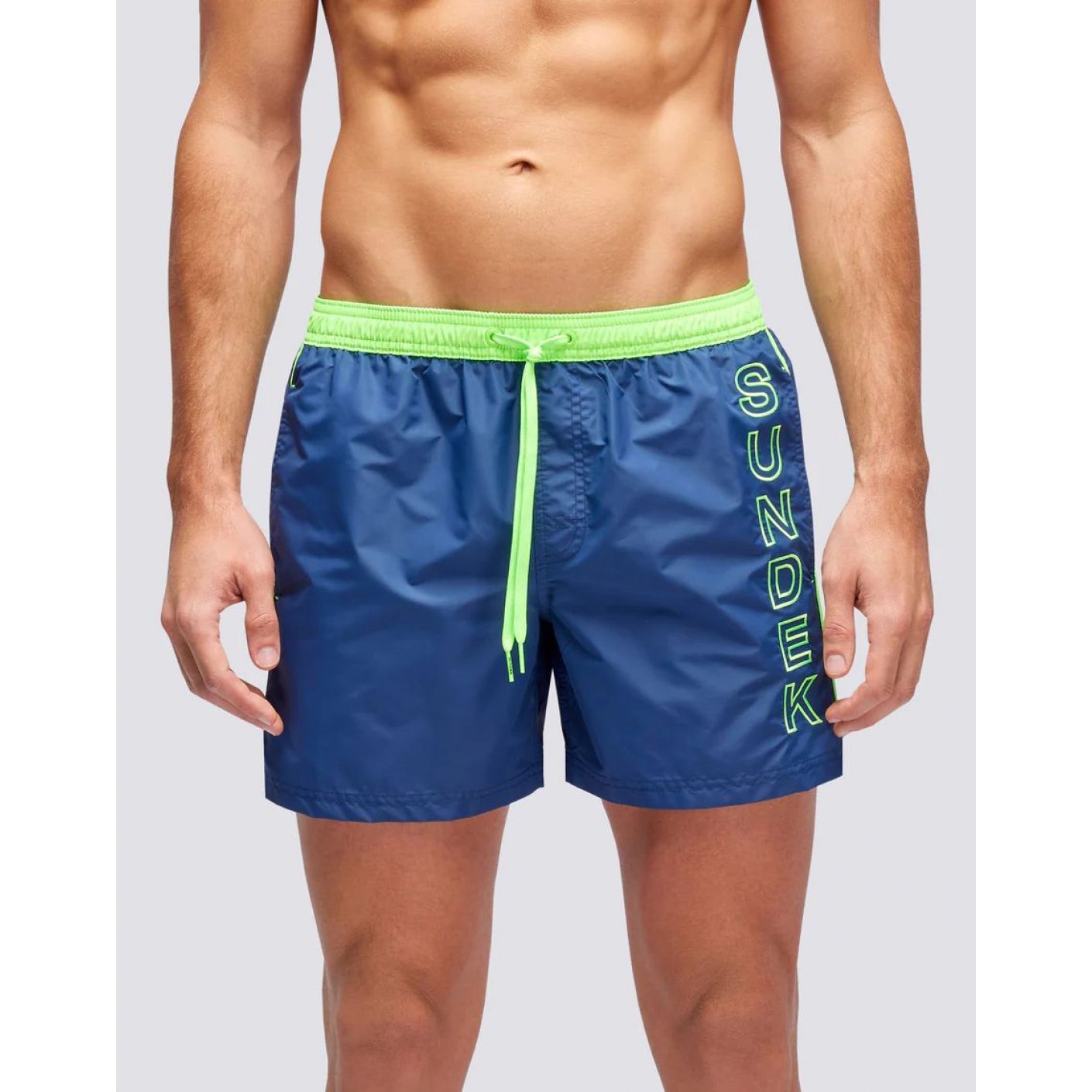 Sundek Iconic Taffeta Herren-Schwimmboxer in Marineblau/Grün