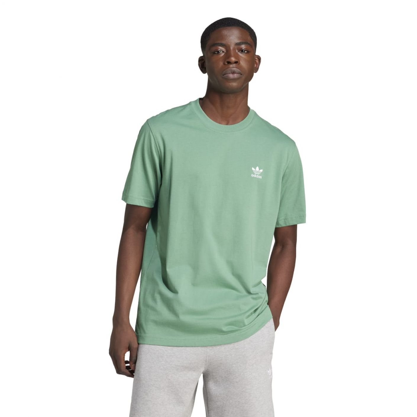 Adidas T-Shirt Trefoil Essential Verde da Uomo 