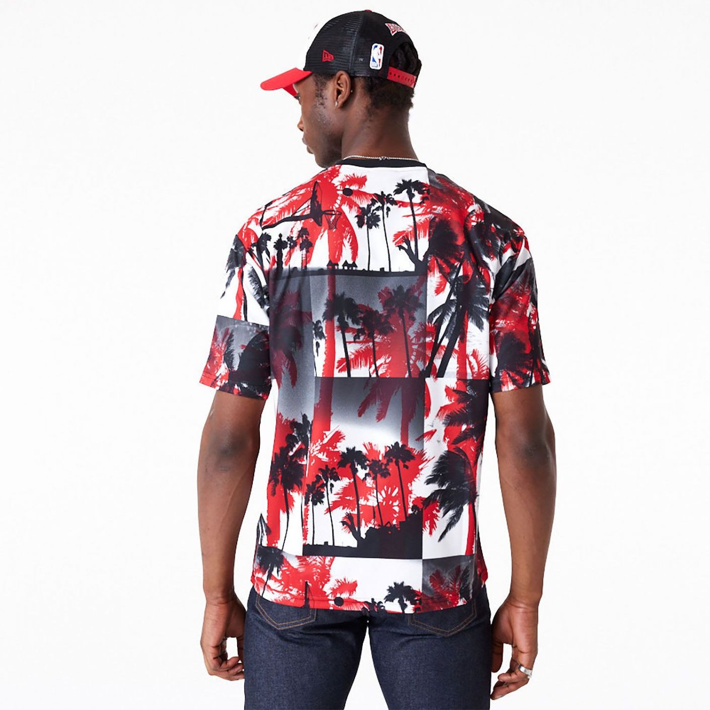 New Era T-Shirt Chicago Bulls NBA Palm Tree Mesh Rossa