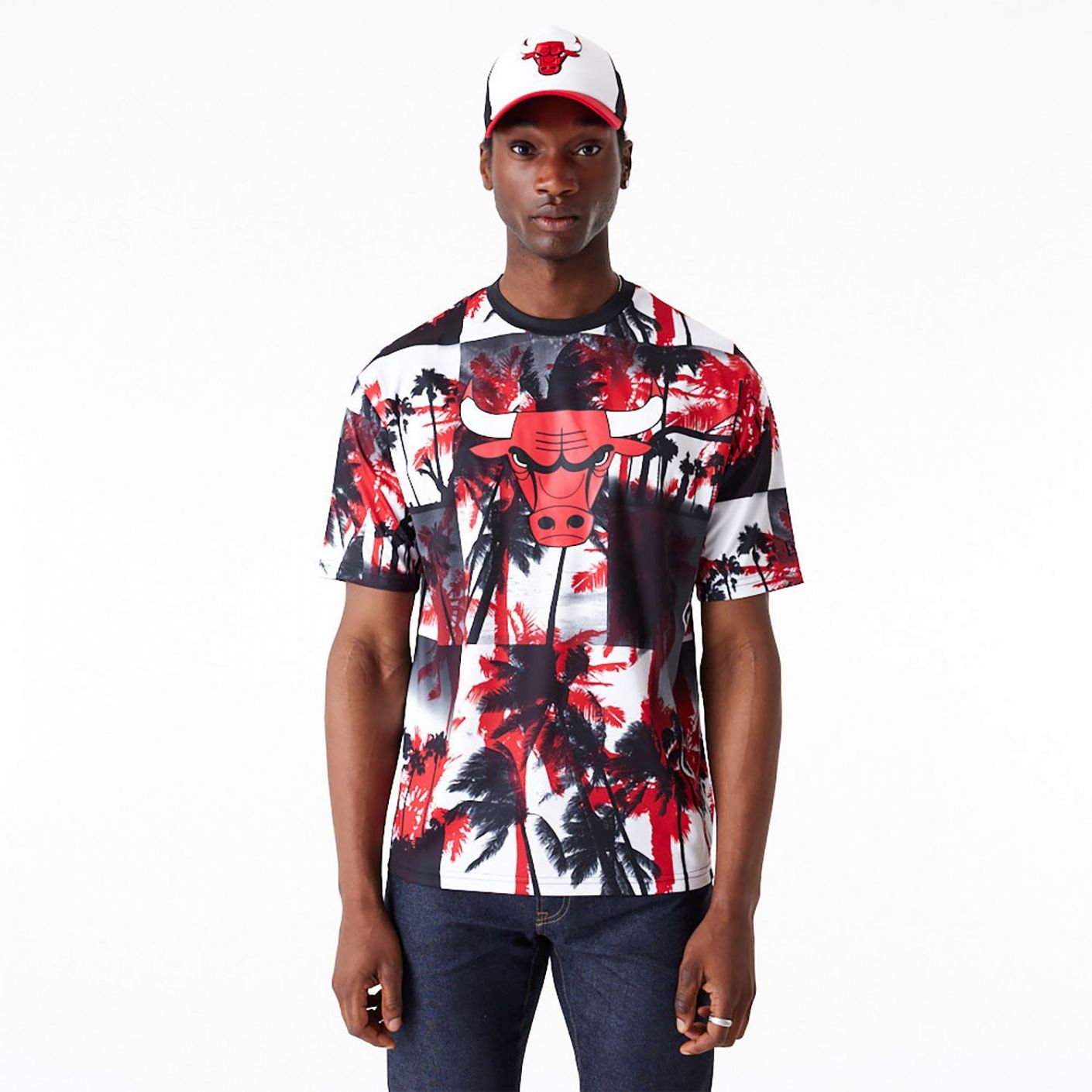 New Era T-Shirt Chicago Bulls NBA Palm Tree Mesh Rossa