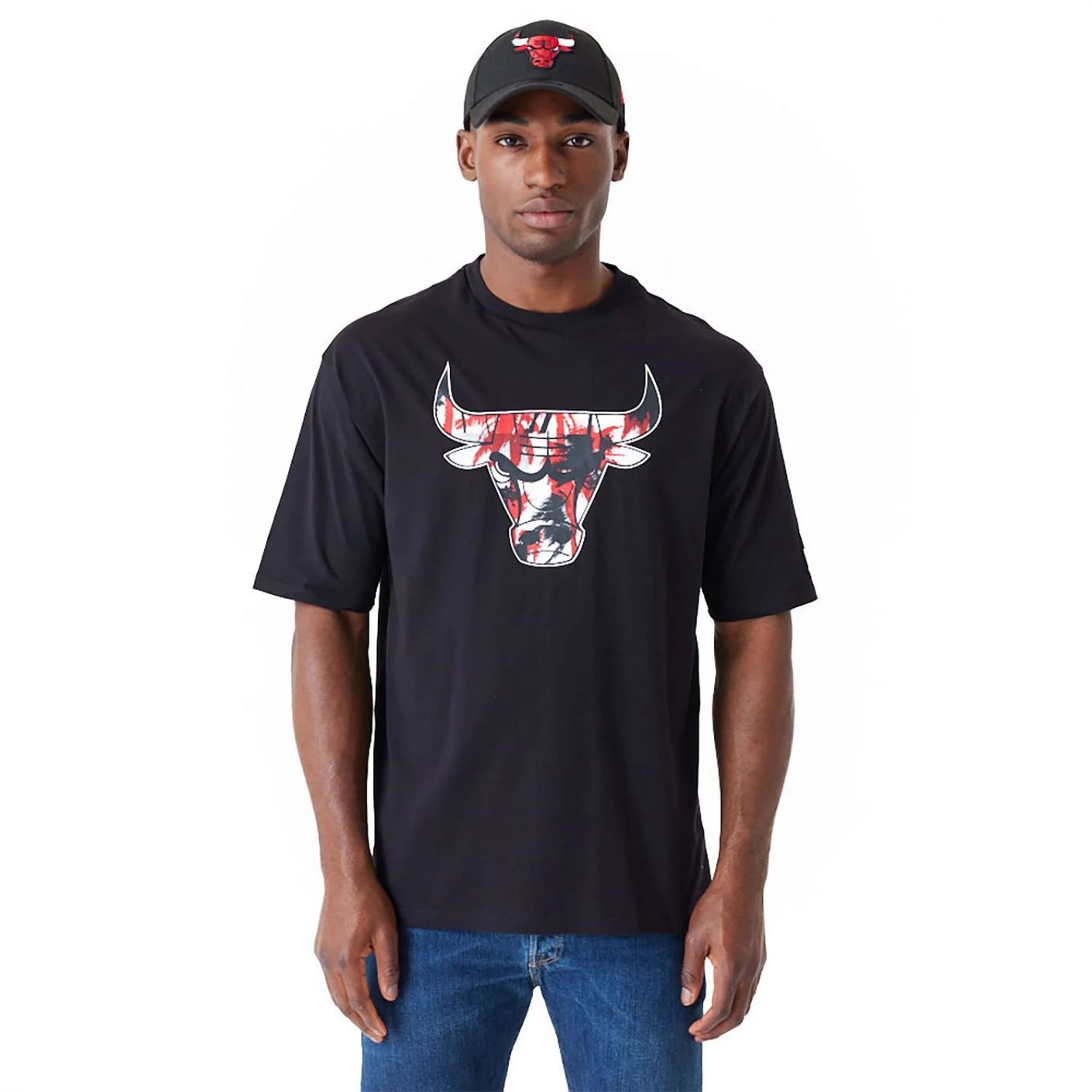 New Era T-Shirt Oversize Chicago Bulls NBA Large Infill Nera