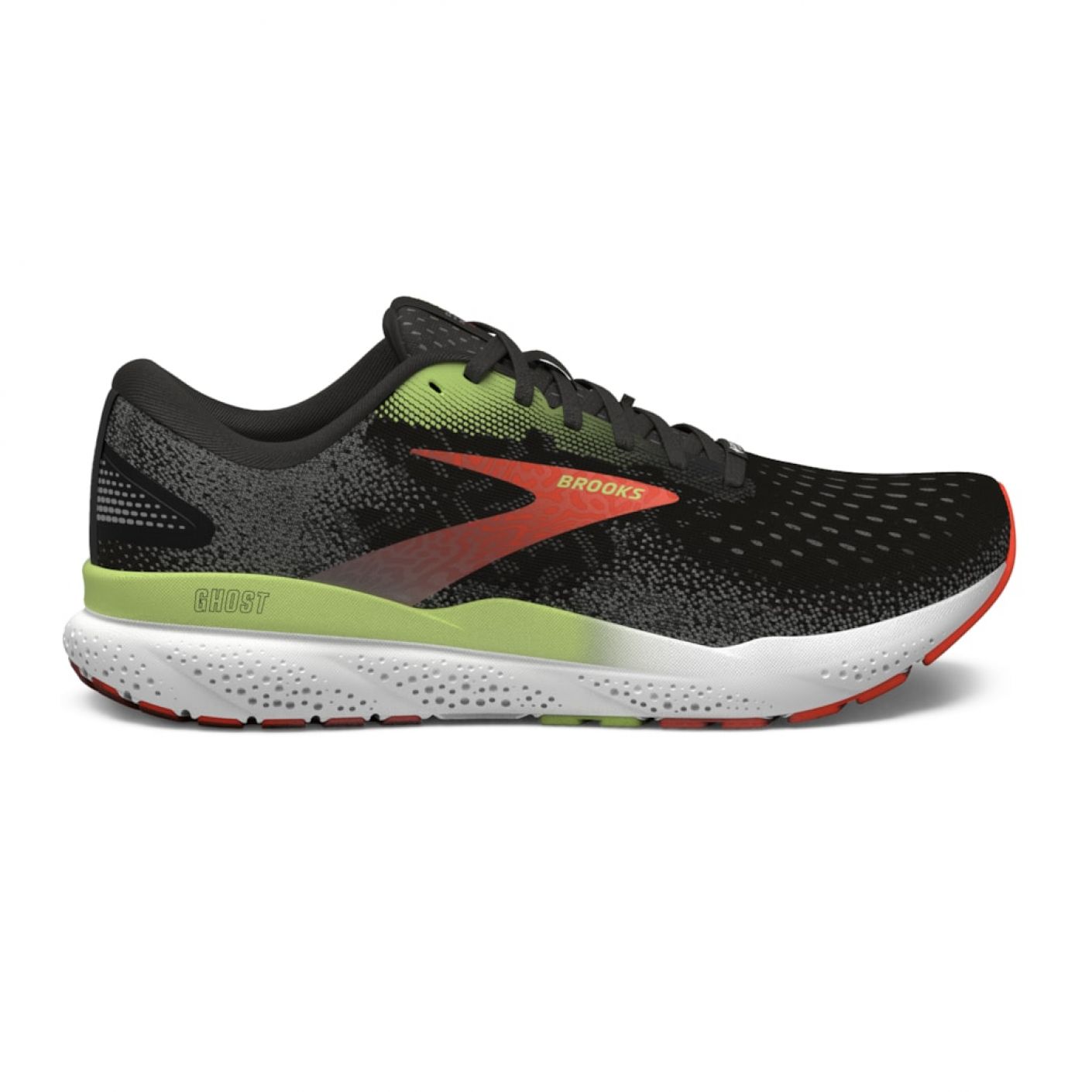 Brooks Ghost 16 GTX Black MAndarin Red Green da Uomo