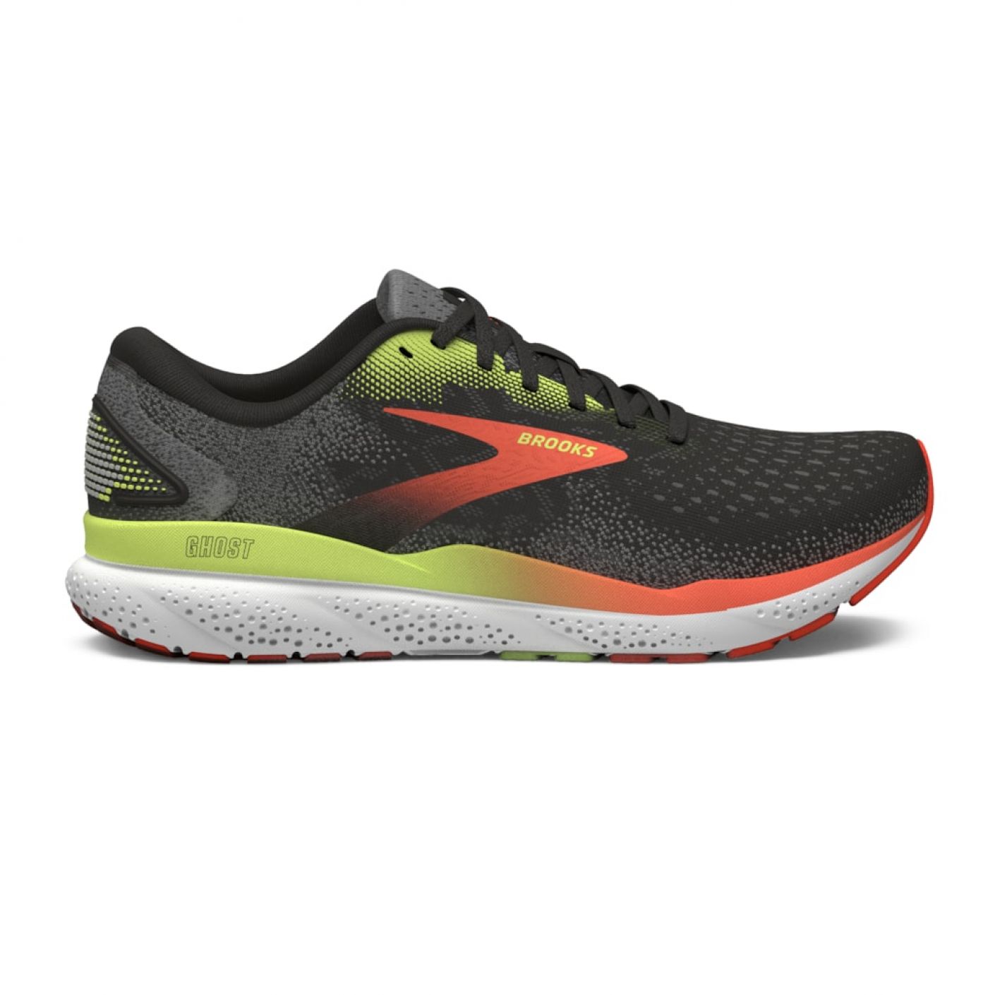 Brooks Ghost 16 Black/Mandarin Red/Green da Uomo