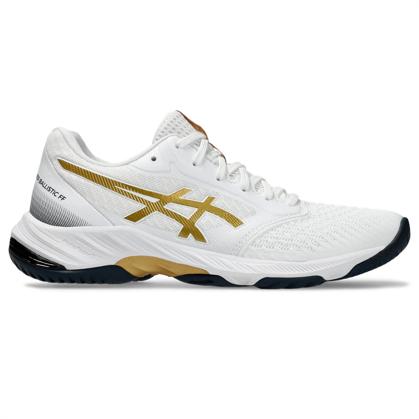 Asics Netburner Ballistic Ff 3 White/Pure Gold da Donna