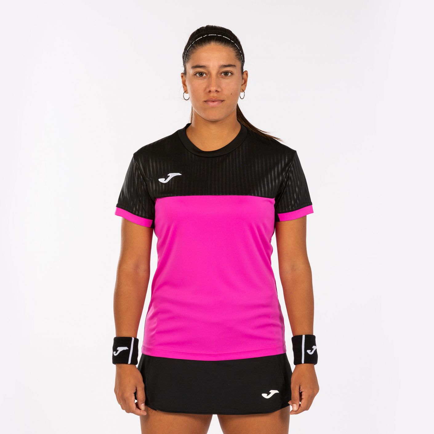 Joma Montreal T-Shirt Fluoreszierendes Rosa/Schwarz für Damen
