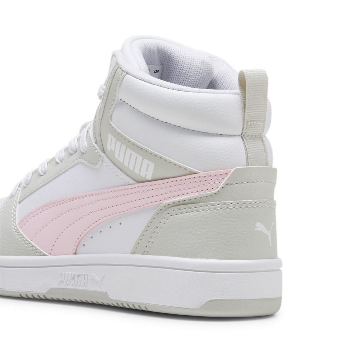 Puma Rebound V6 Mid Junior White/Grey/Pink da Bambina