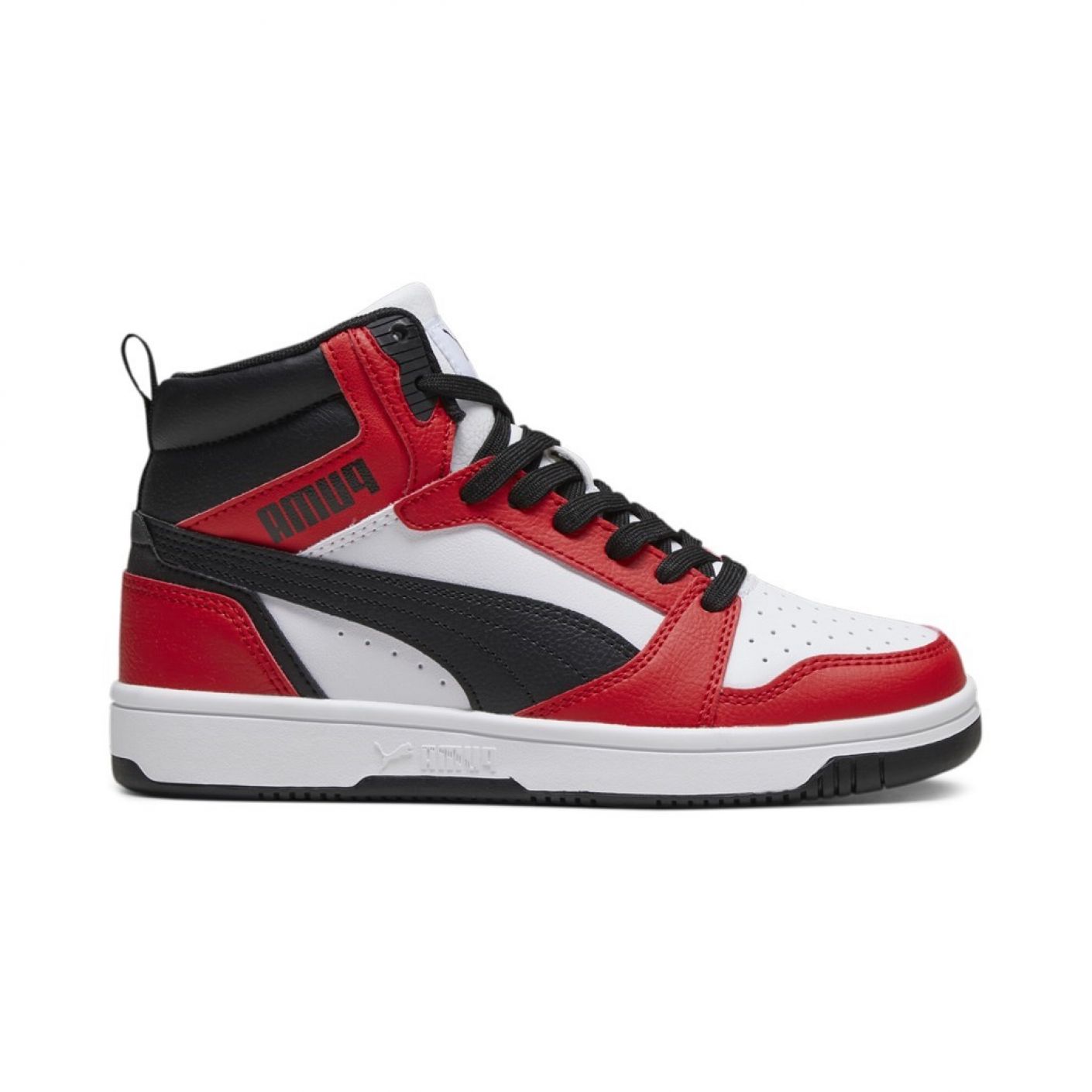 Puma Rebound V6 Mid Junior White/Red/Black