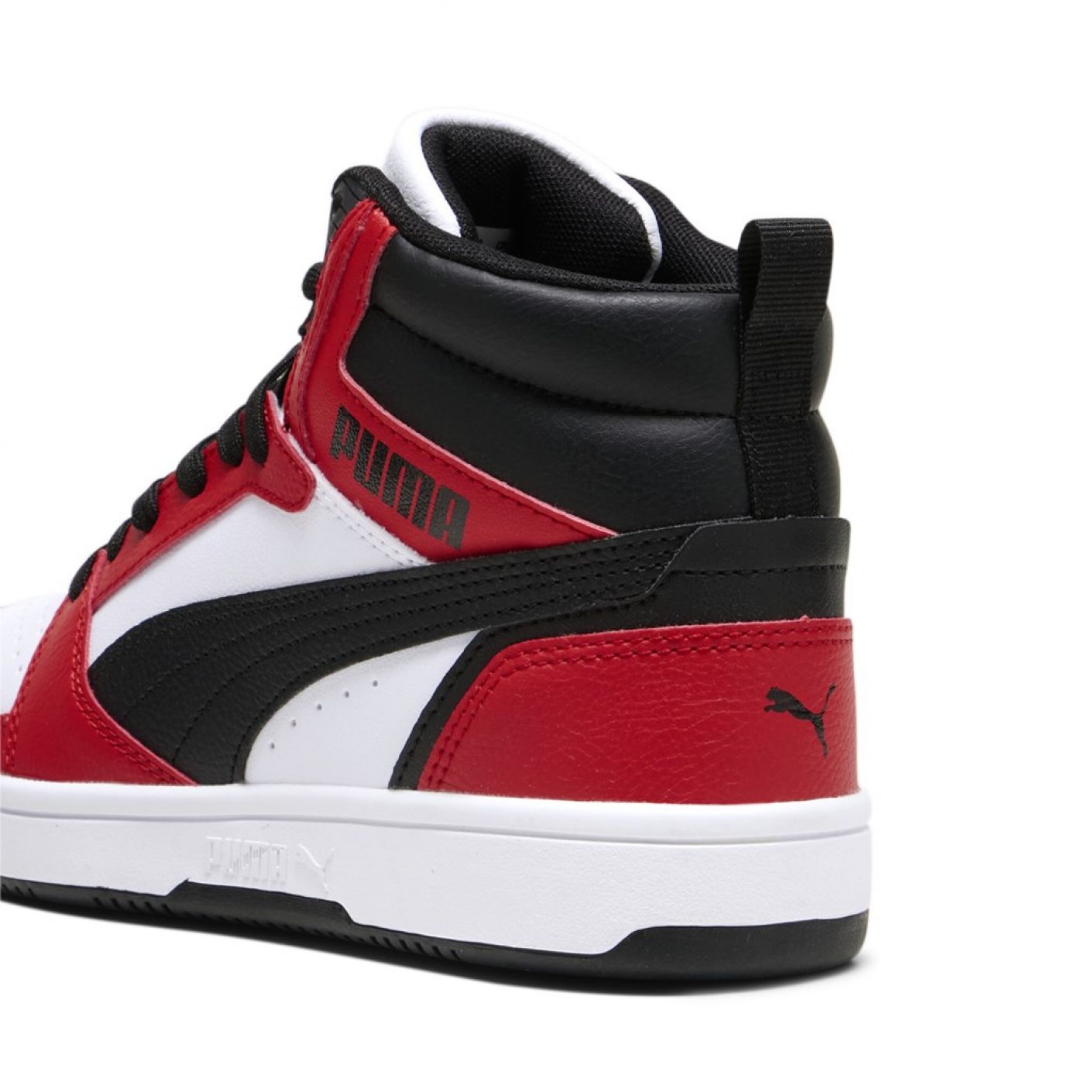 Puma Rebound V6 Mid Junior White/Red/Black