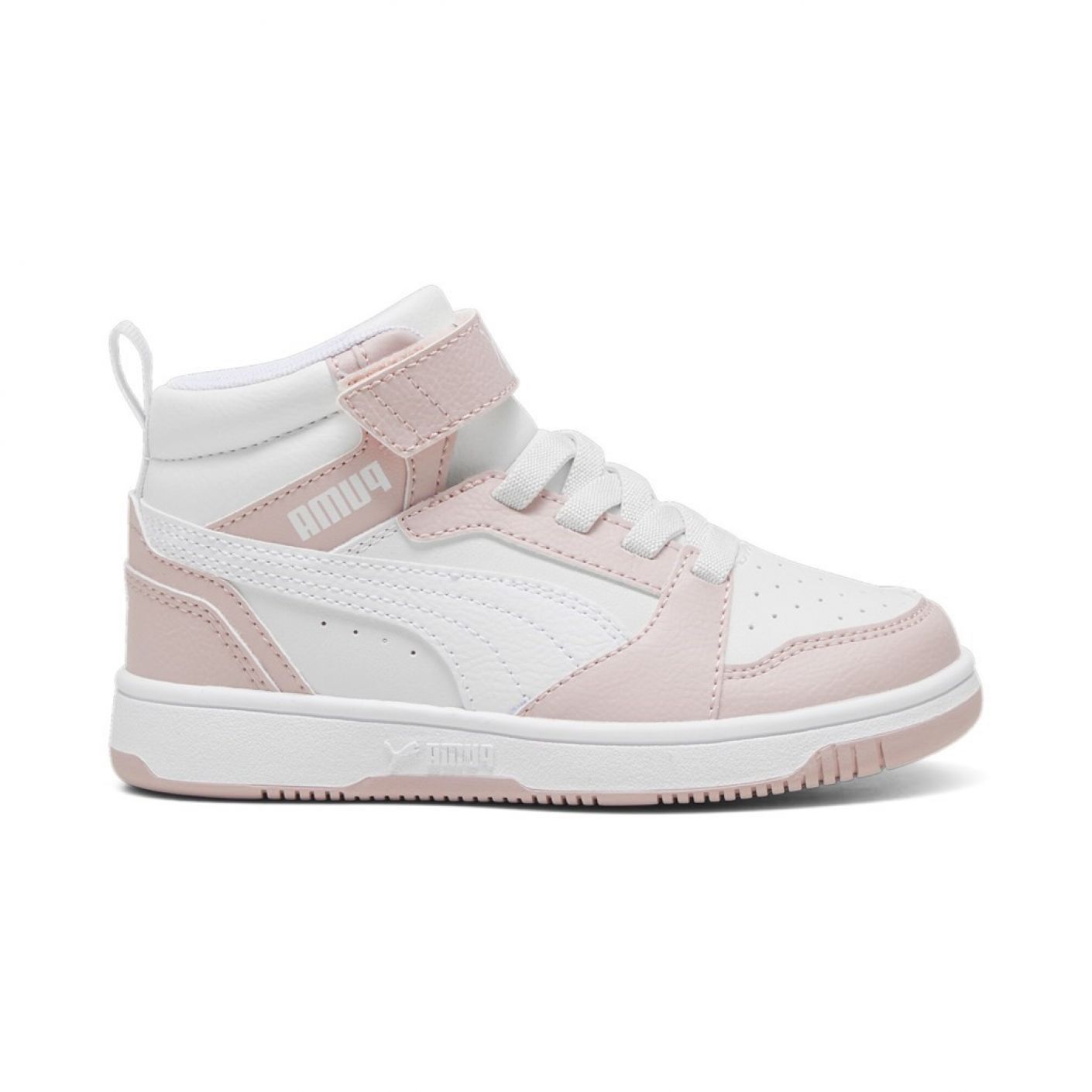 Puma Rebound V6 Mid AC+PS White/Pink da Bambina