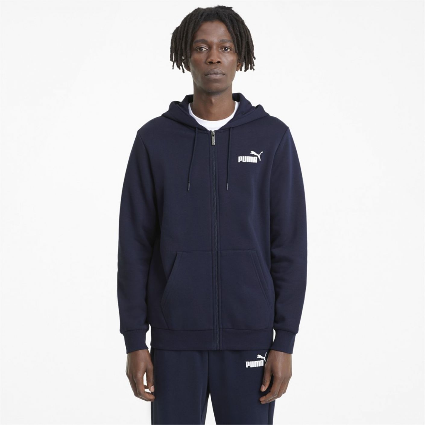 Puma Essential Small Logo Full Zip Hoodie Blu