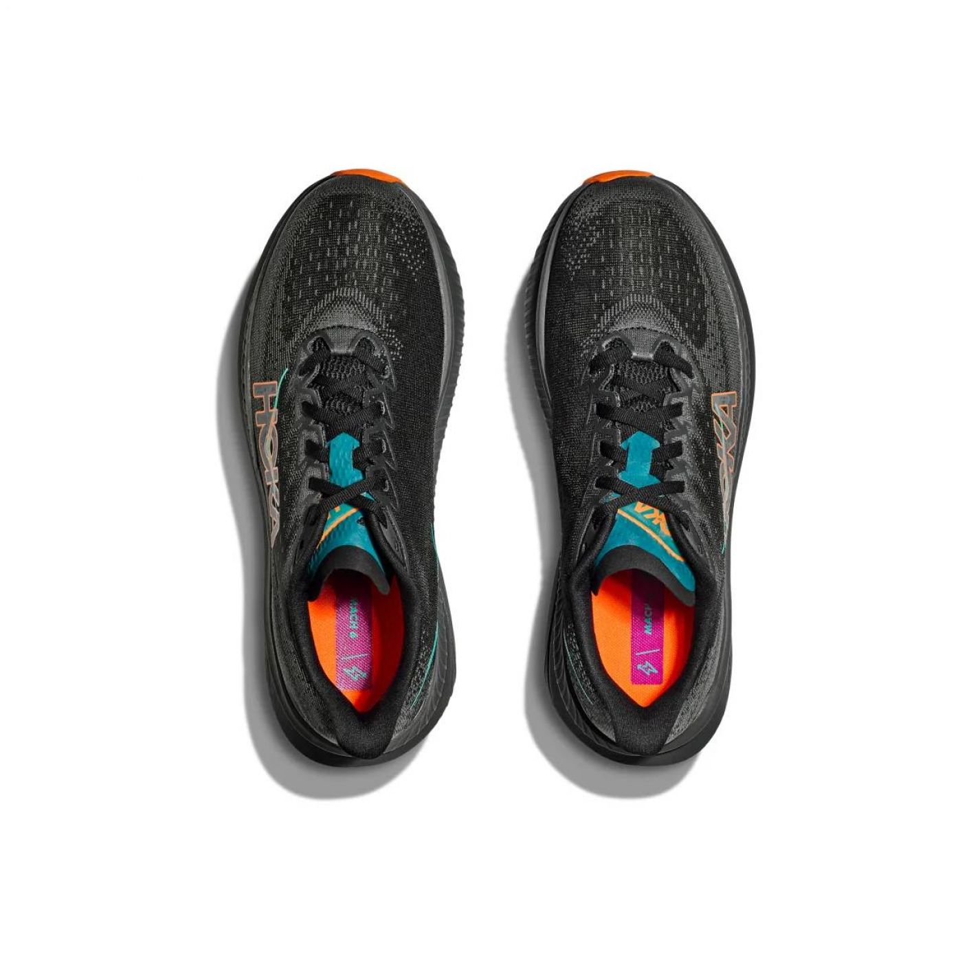 Hoka Mach 6 Black/Electric Tangerine da Uomo