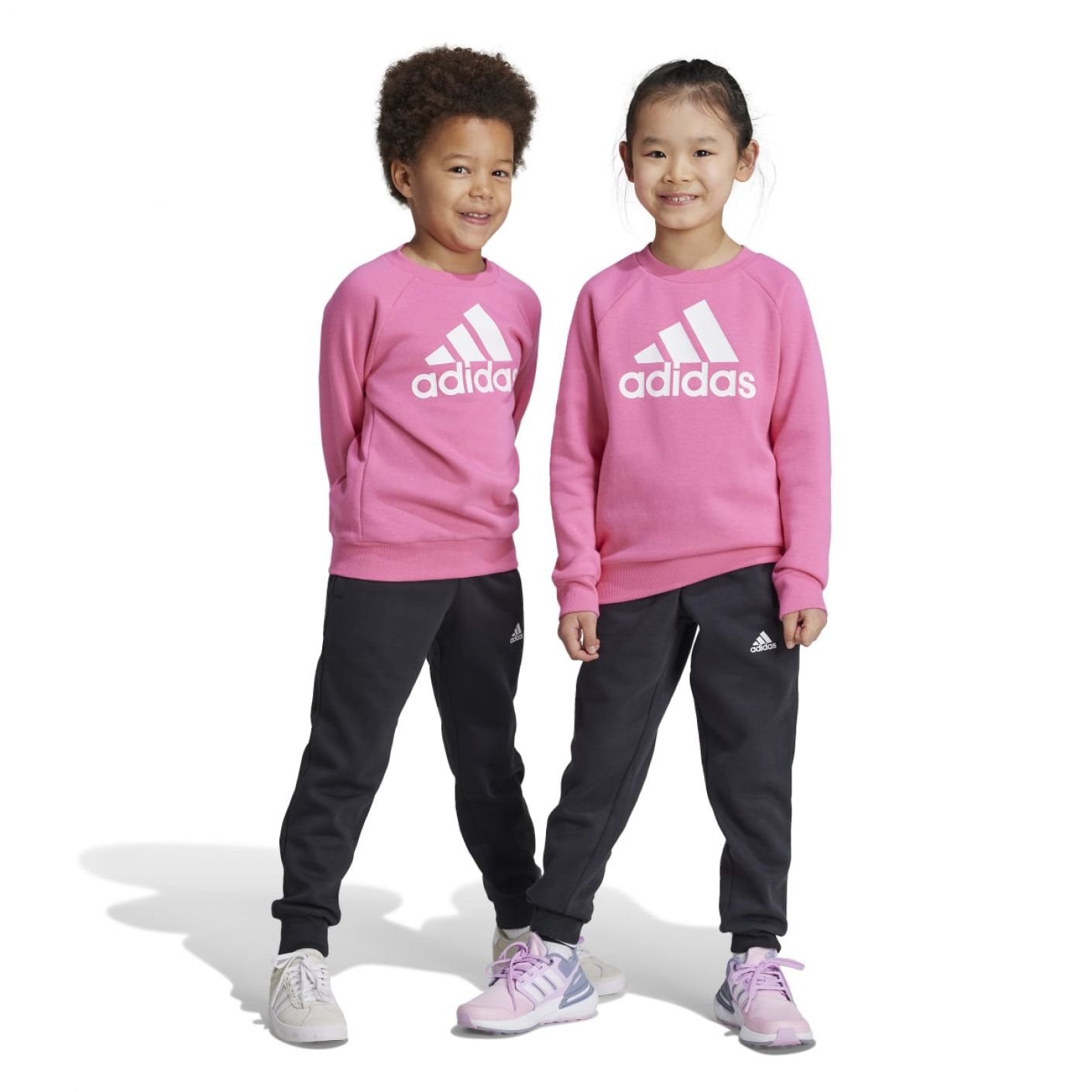 Adidas Little Kids Essentials Logo Jogger Set Fleece Pulmag/White da Bambina