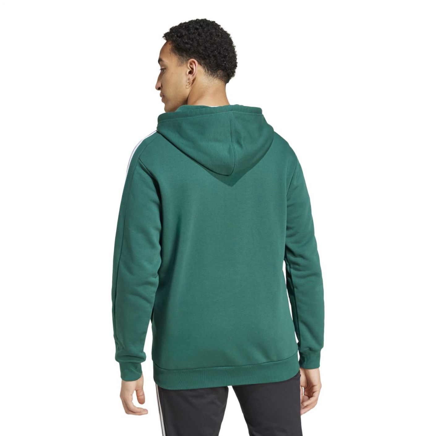 Adidas Essentials Fleece 3-Stripes Full-Zip Cgreen/White da Uomo