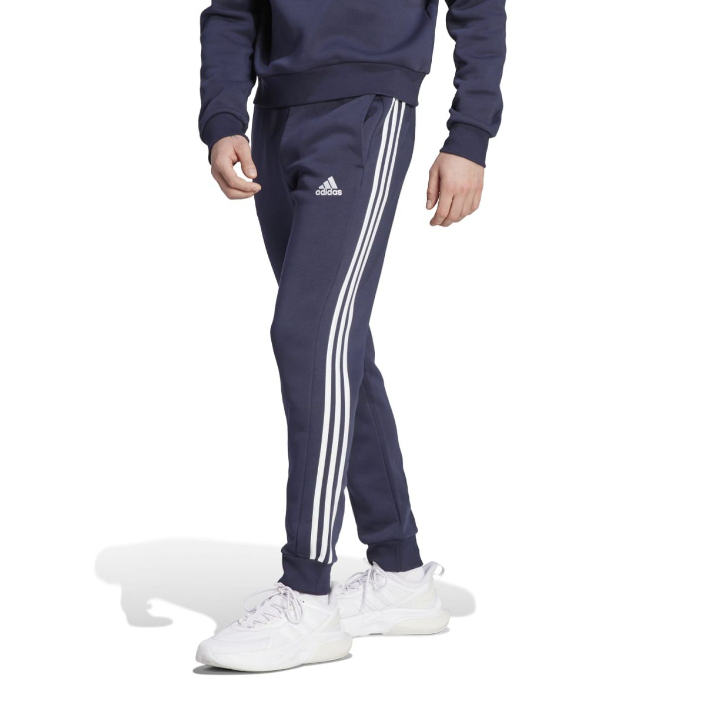 Adidas Essentials Fleece Tapered Cuff 3-Stripes Pants Legink da Uomo