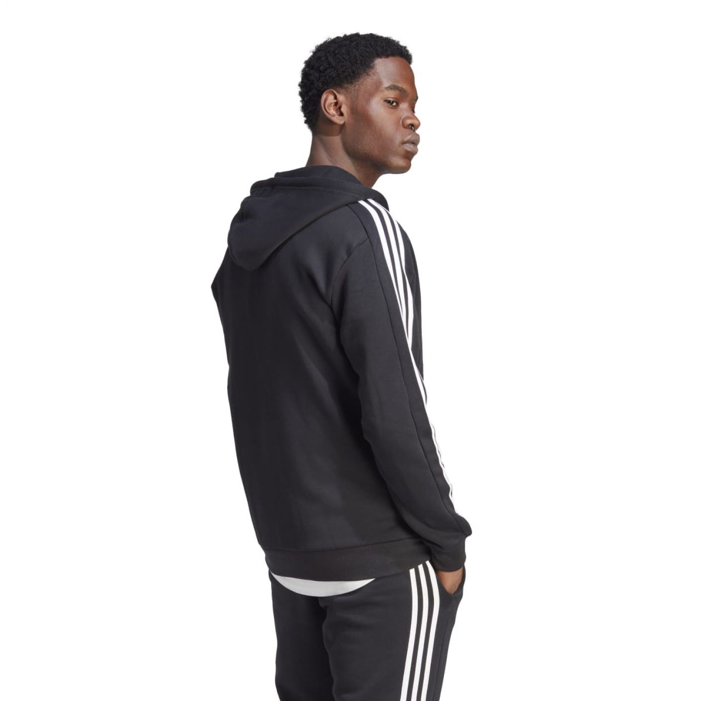 Adidas Essentials Fleece 3-Stripes Full-Zip Black da Uomo