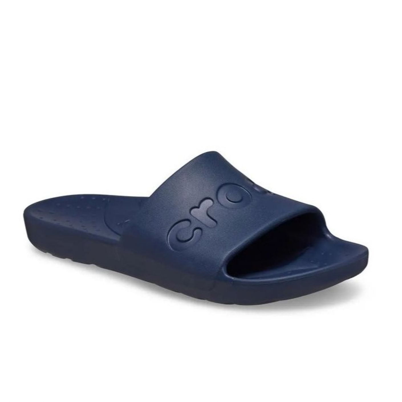 Crocs – Marineblaue Slide-Hausschuhe