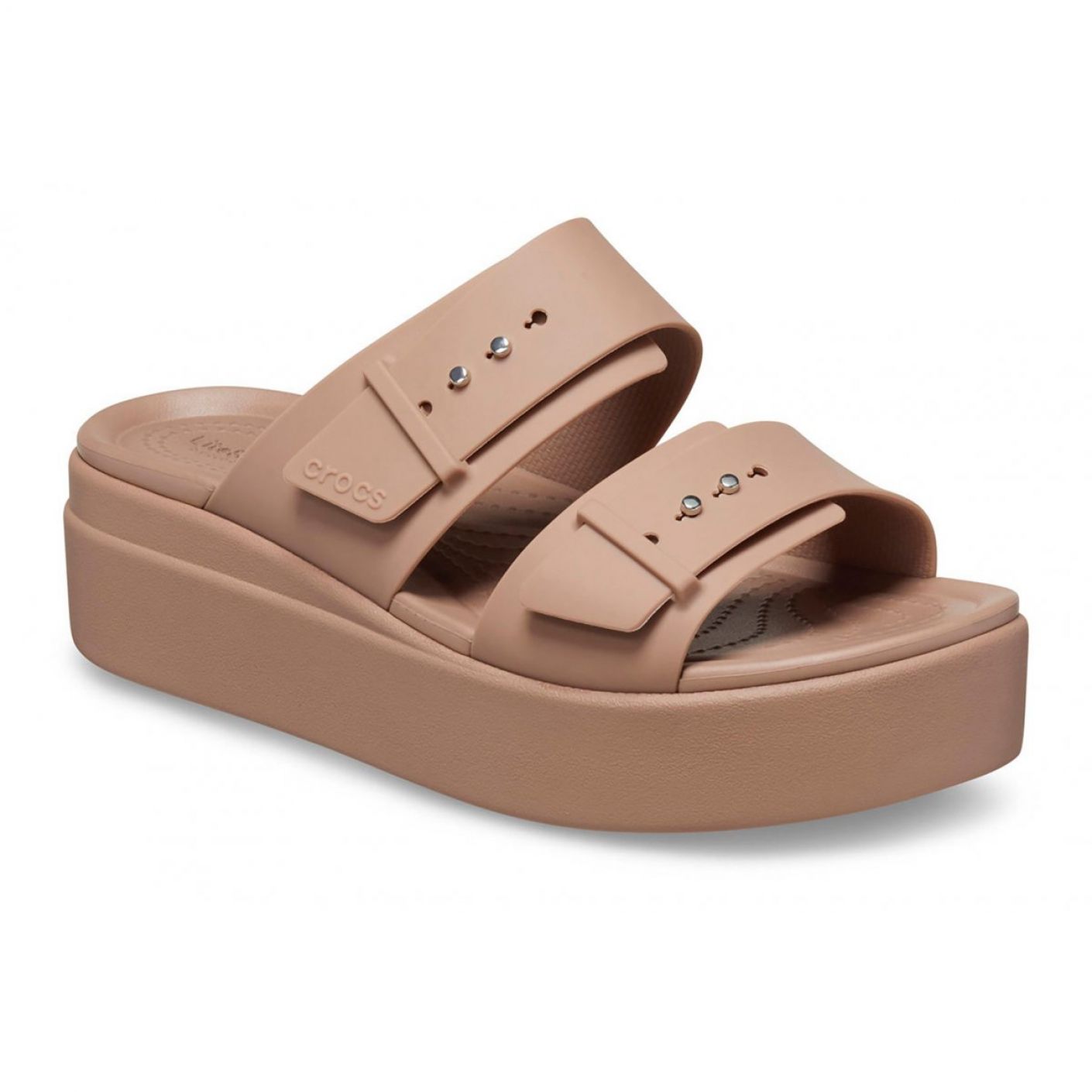 Crocs Brooklyn Sandal Buckle Low Wedge Latte da Donna