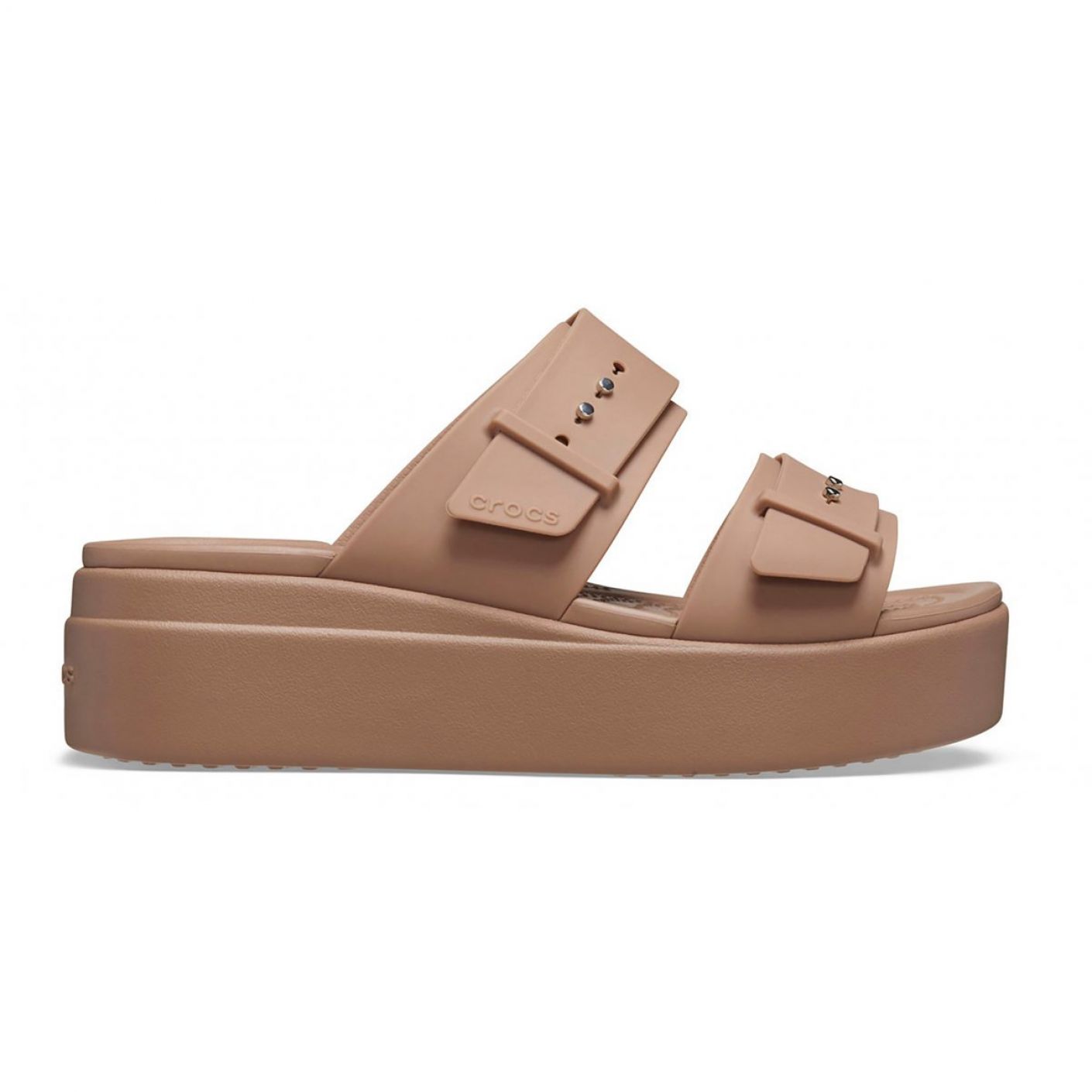 Crocs Brooklyn Sandal Buckle Low Wedge Latte da Donna