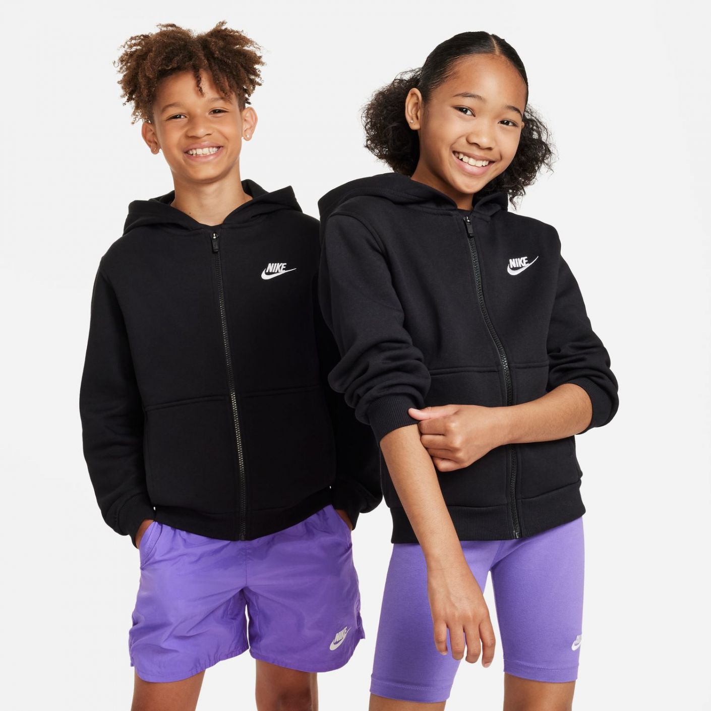 Nike Sportswear Club Fleece Full-Zip Hoodie – Boys Black/White