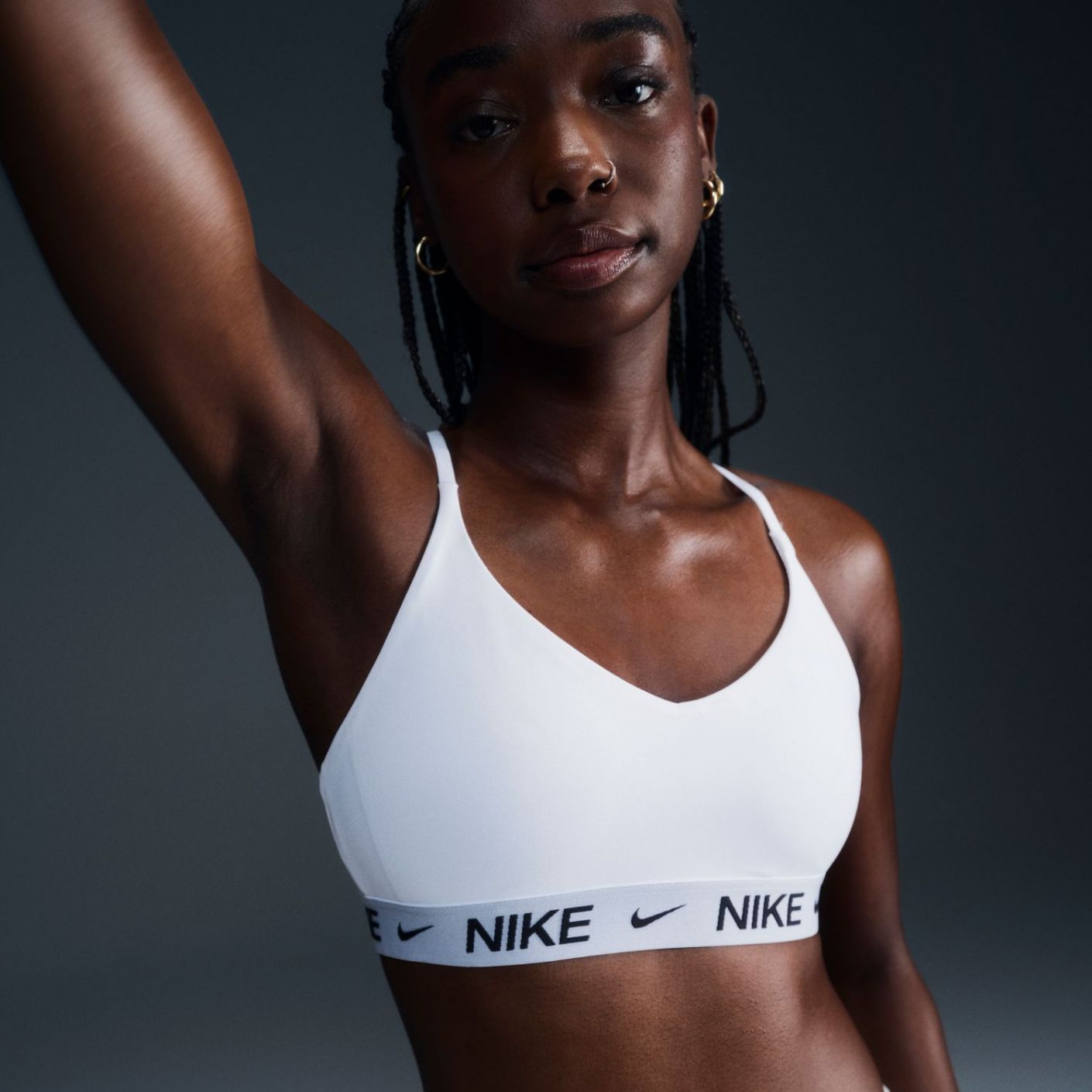 Nike Indy Light Support Bra Padded Adjustable – Women White/Black